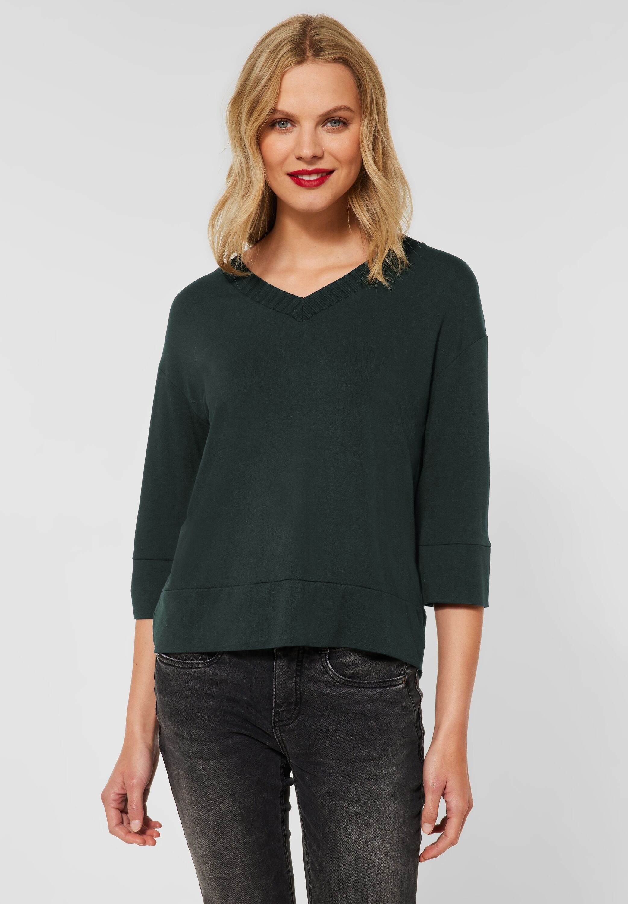 3/4-Arm-Shirt Street One Shirt mit Rippausschnitt in Deep Clary