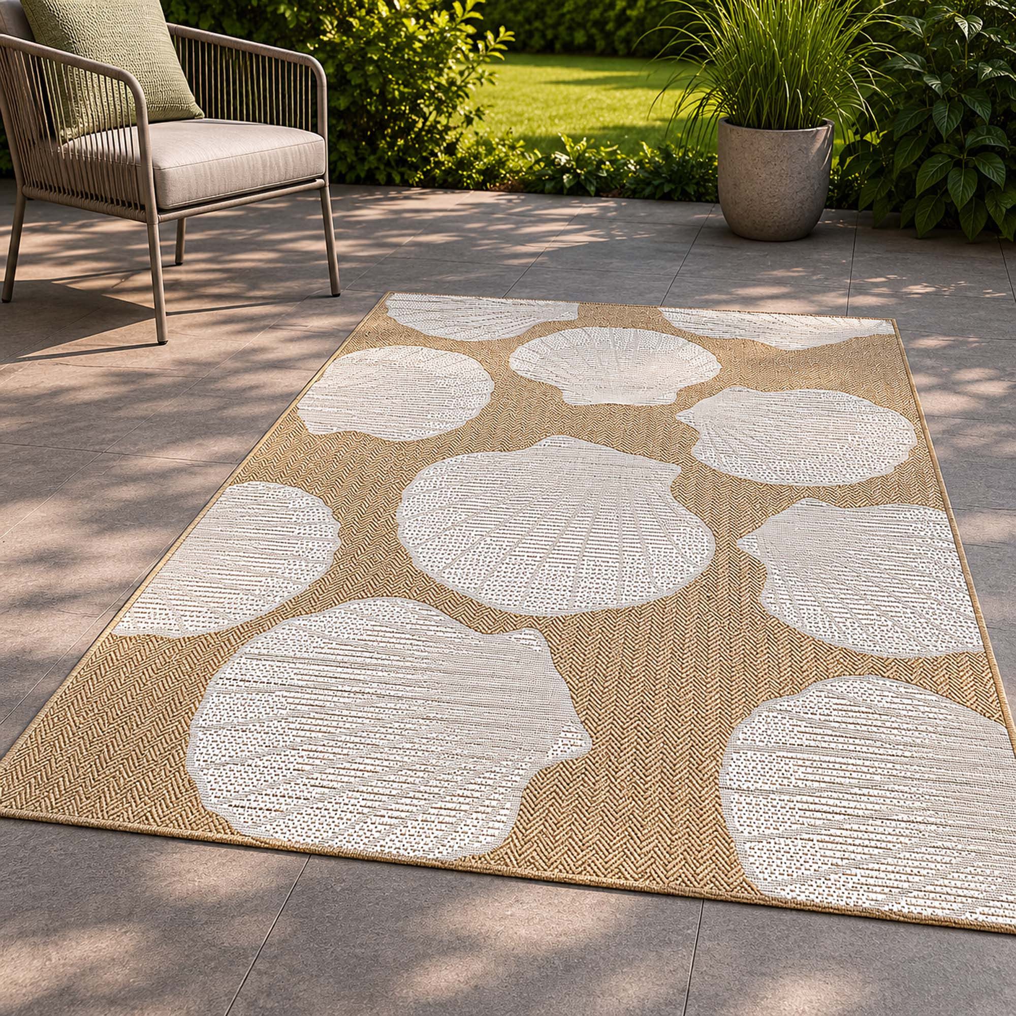 TaraCarpet Teppich TaraCarpet Regina Shell Wohnzimmer,Schlafzimmer,Esszimmer natur, rechteckig, Höhe: 7 mm, Küche Flur Terrasse Garten Balkon 80x150