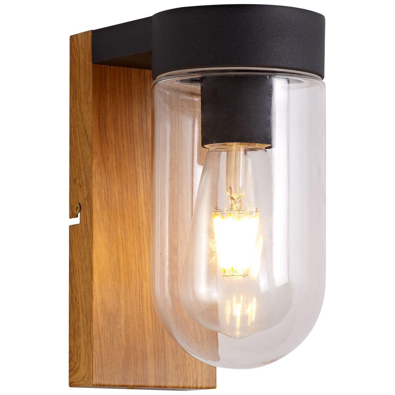 Brilliant LED Außen-Wandleuchte Cabar, Lampe 40W, g dunkel/schwarz Außenwandleuchte 1x A60, E27, Cabar holz