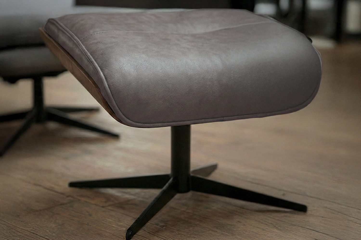 KAWOLA Relaxsessel FERREIRA Lederfaserstoff anthrazit Komfort Drehsessel, 360° drehbar, Relaxfunktion, Kopfstütze, inklusive Fußhocker – Bild 5 von 5