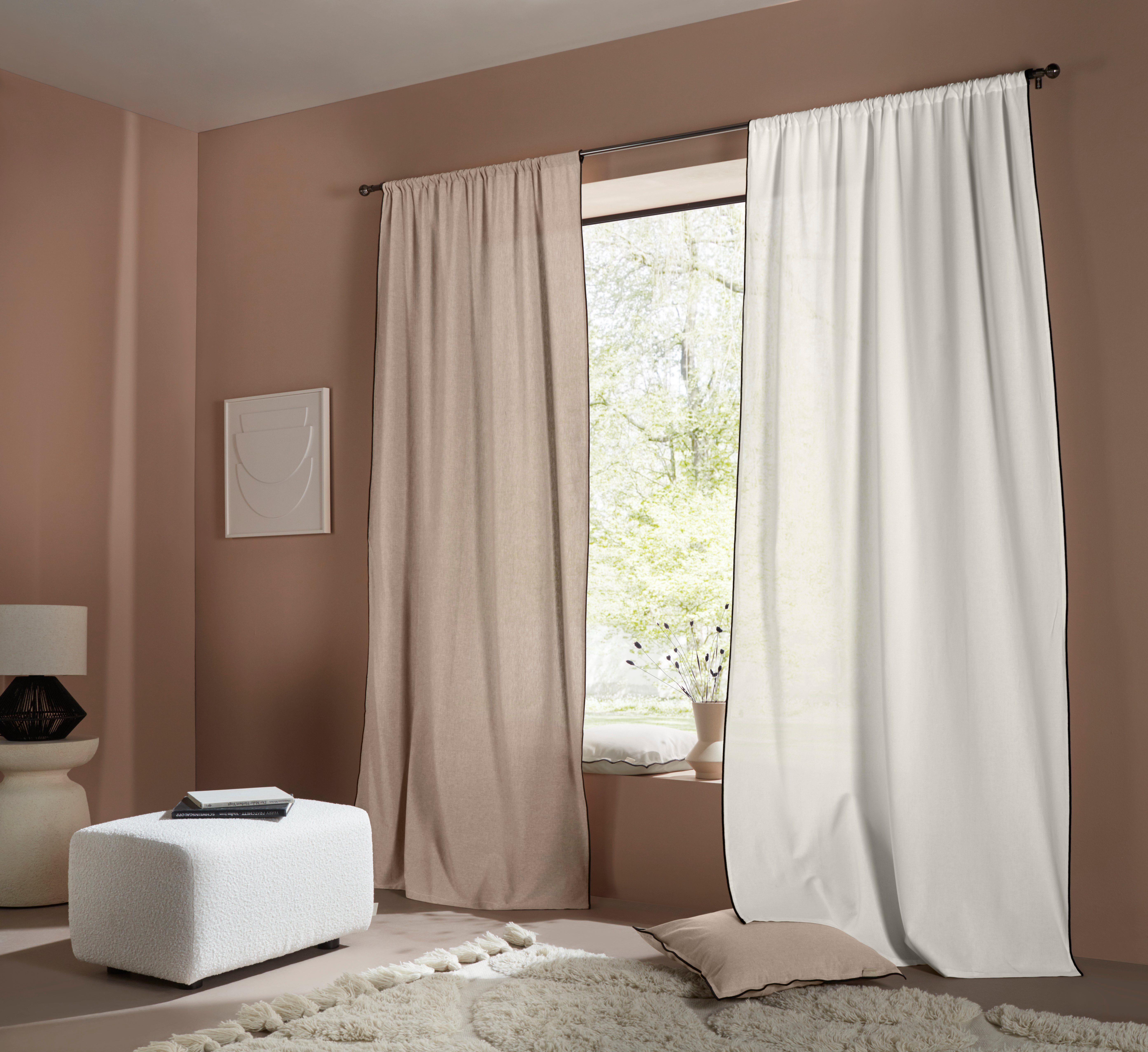 Vorhang Gercke, Tabita, by St), blickdicht beige (1 Lena LeGer Home Stangendurchzug