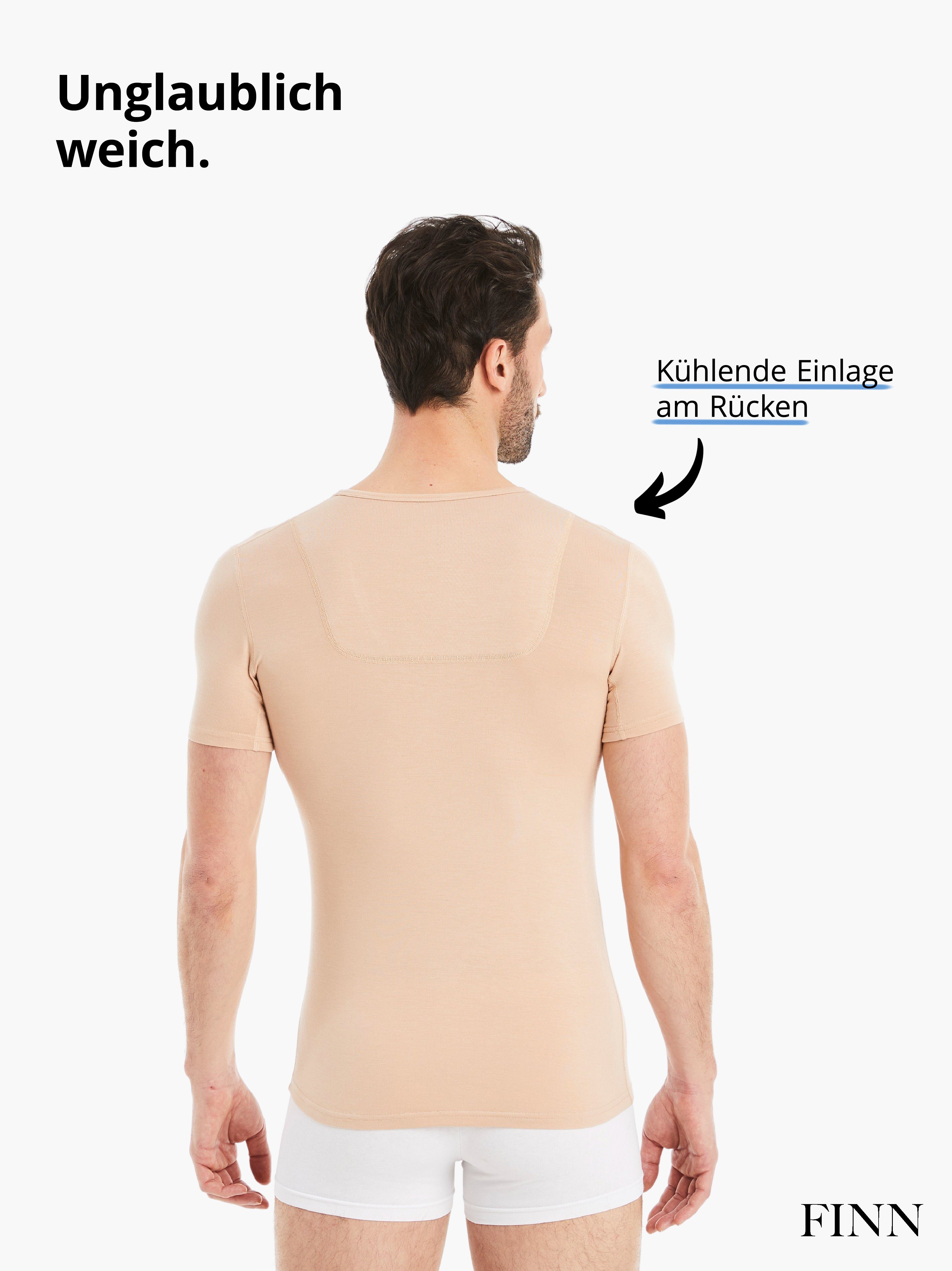 FINN Design Unterhemd Funktionsunterhemd Herren mit V-Ausschnitt und kühlender Rückeneinlage Reduziert Schweißflecken und Schweißgeruch – Bild 4 von 5