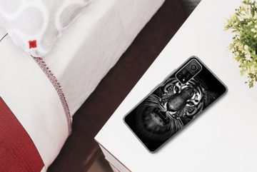 MuchoWow Handyhülle Tiger - Tiere - Schwarz - Weiß - Porträt - Wild, Phone Case, Handyhülle Xiaomi Mi 10T, Silikon, Schutzhülle