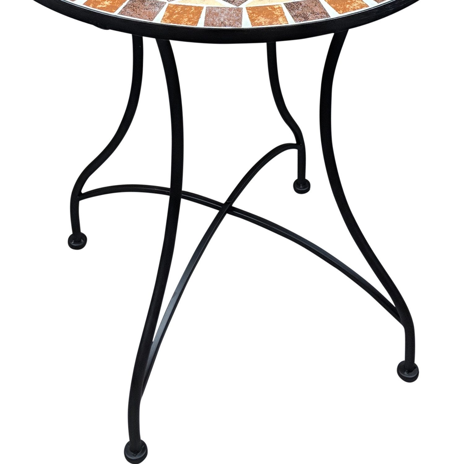 Kamelio Gartentisch 60cm Mosaiktisch rund Balkon Mediterran Garten (2-St), Tischplatte und Gestell – Bild 4 von 5
