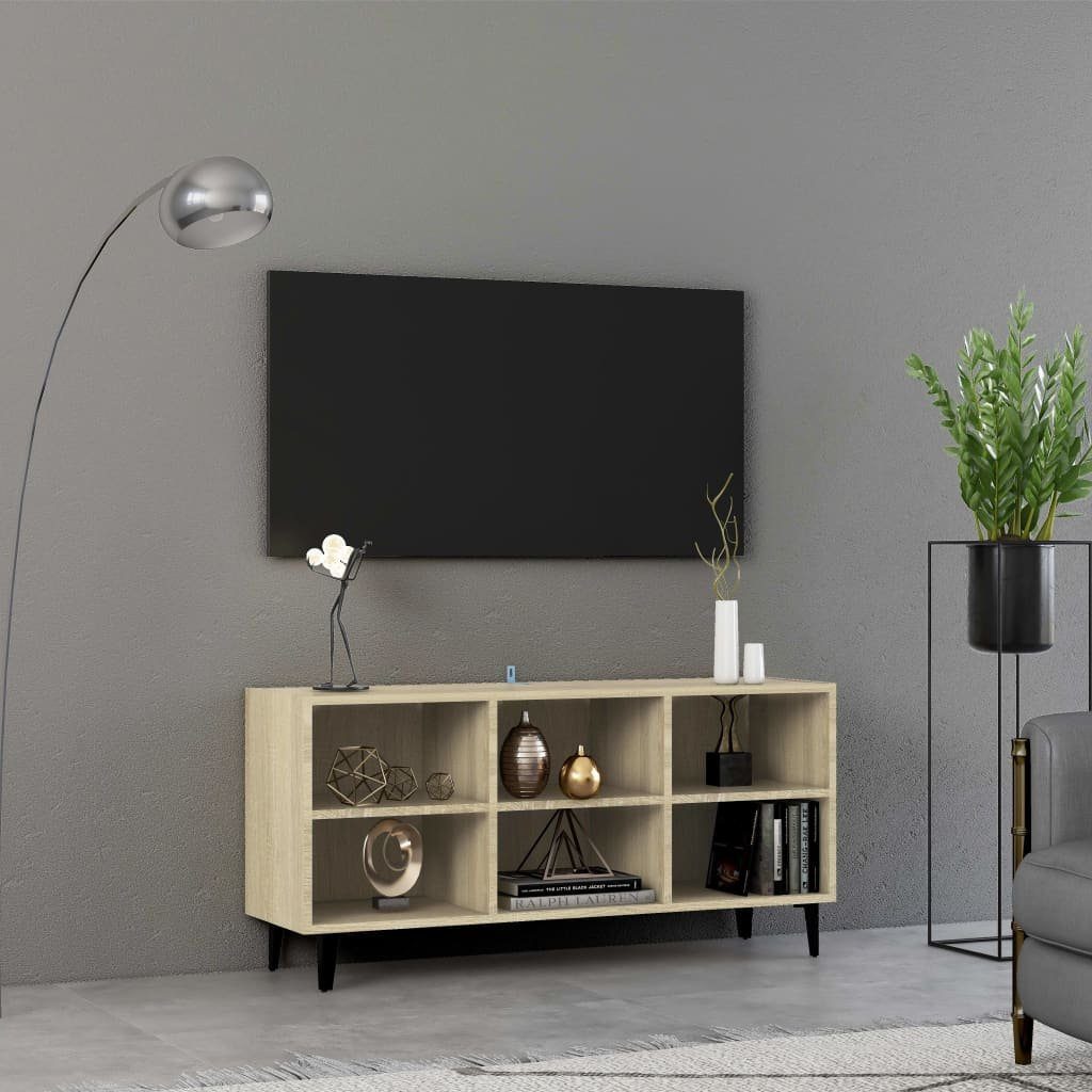 furnicato TV-Schrank mit Metallbeinen Sonoma-Eiche 103,5x30x50 cm