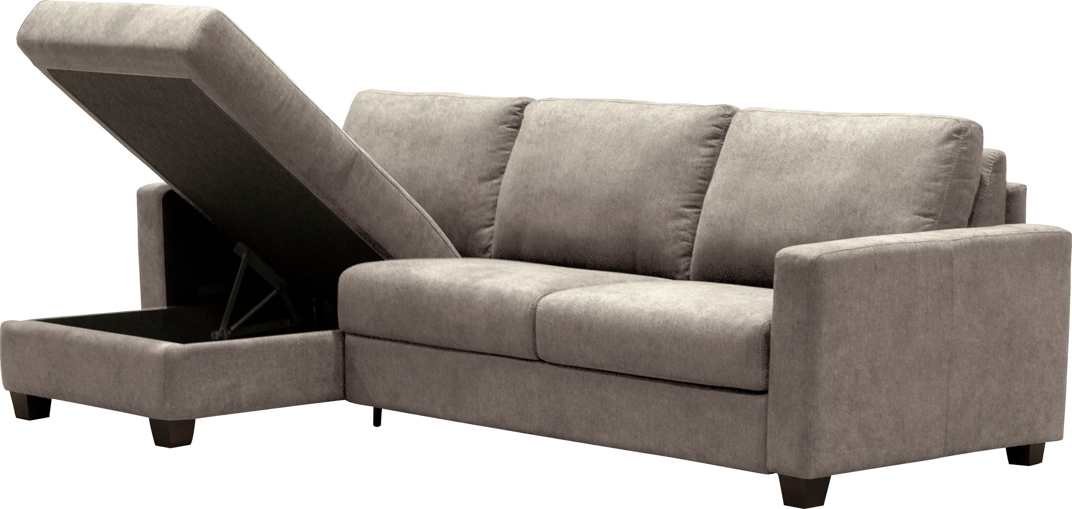 Nias Italia Ecksofa Recamiere taupe oder mit Schlaffunktion links montierbar, Arezzo, rechts