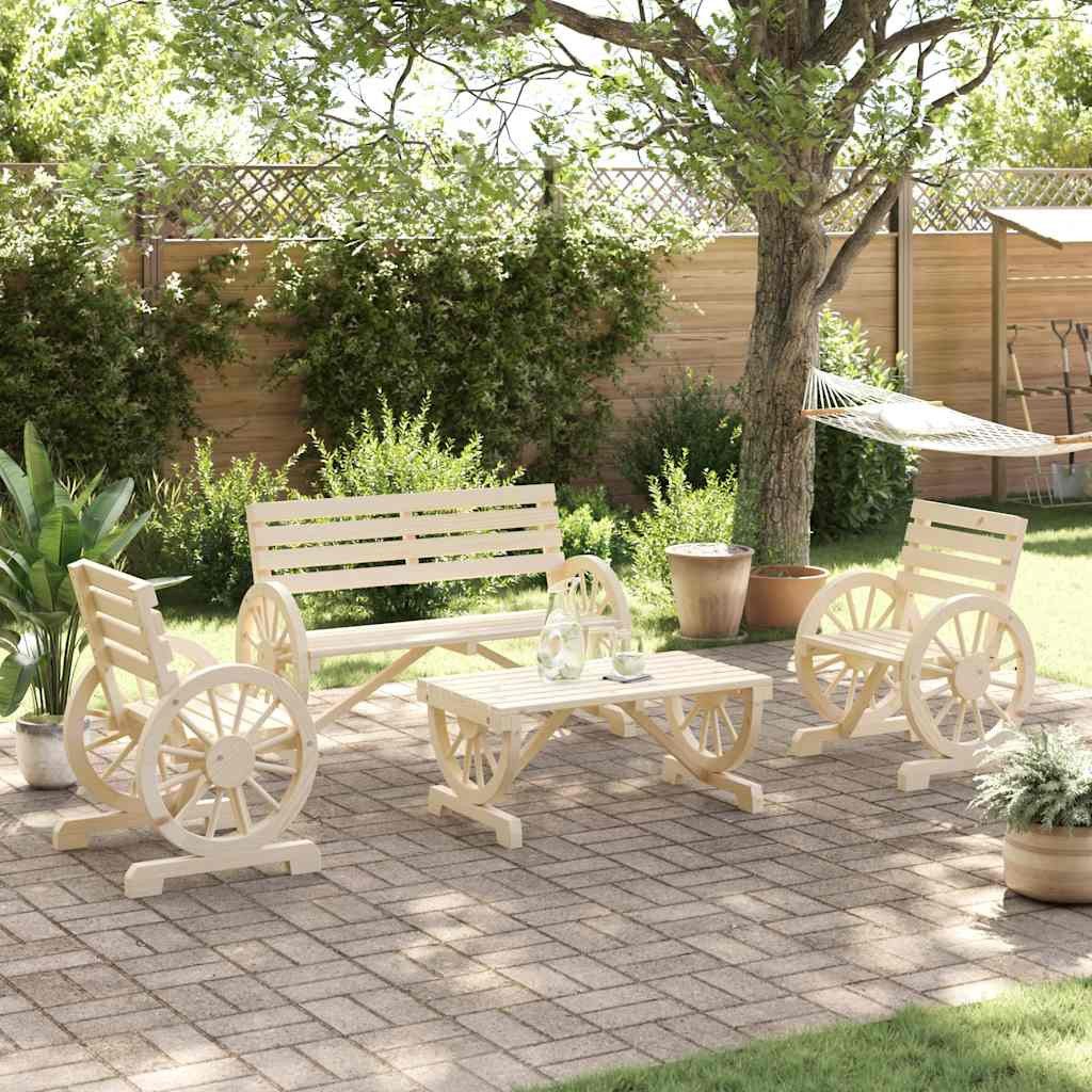 vidaXL Gartenlounge-Set 4-tlg. Garten-Lounge-Set Massivholz Tanne, günstig online kaufen
