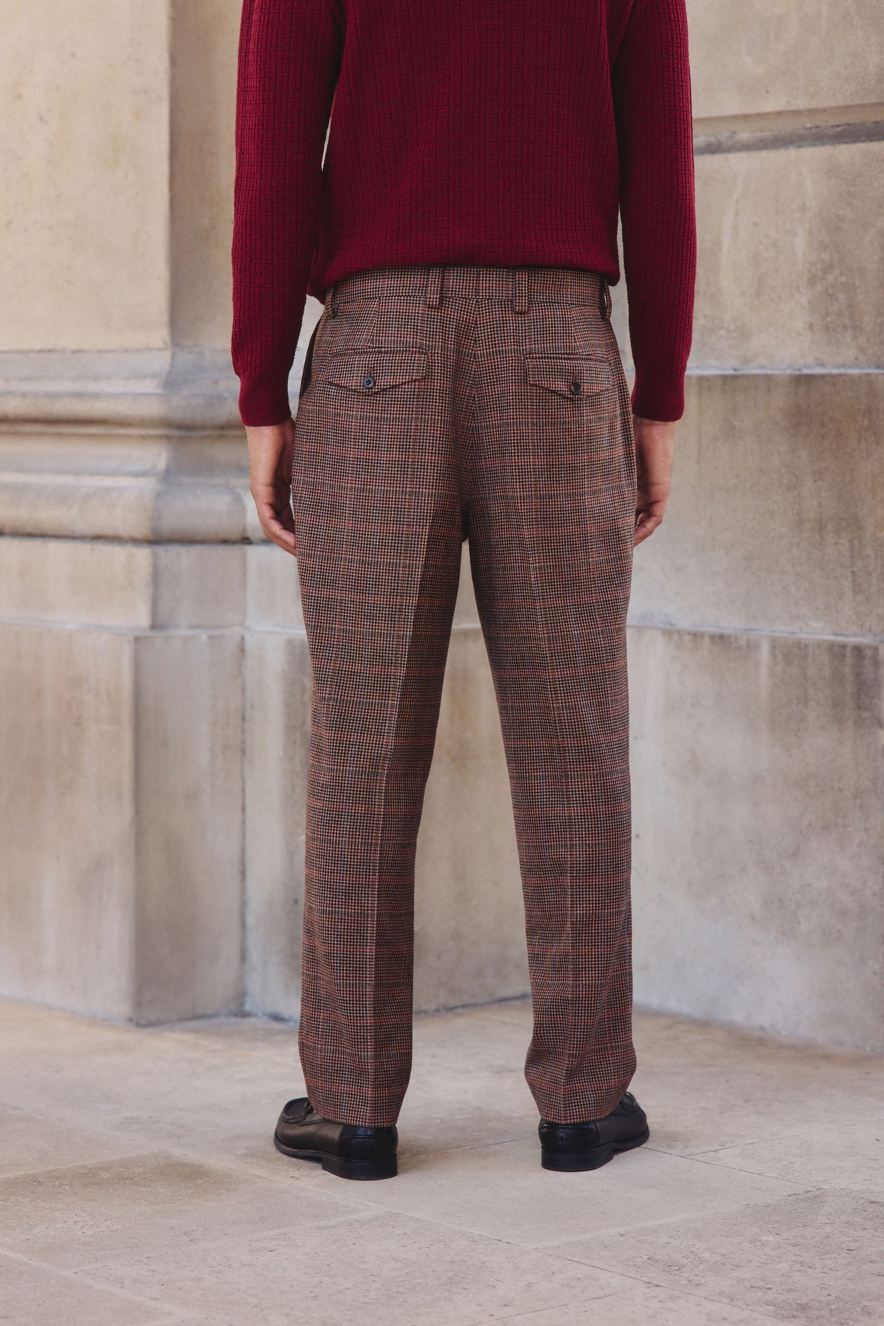 Next Anzughose Slim Fit Anzughose mit Karomuster aus Wollgemisch (1-tlg)