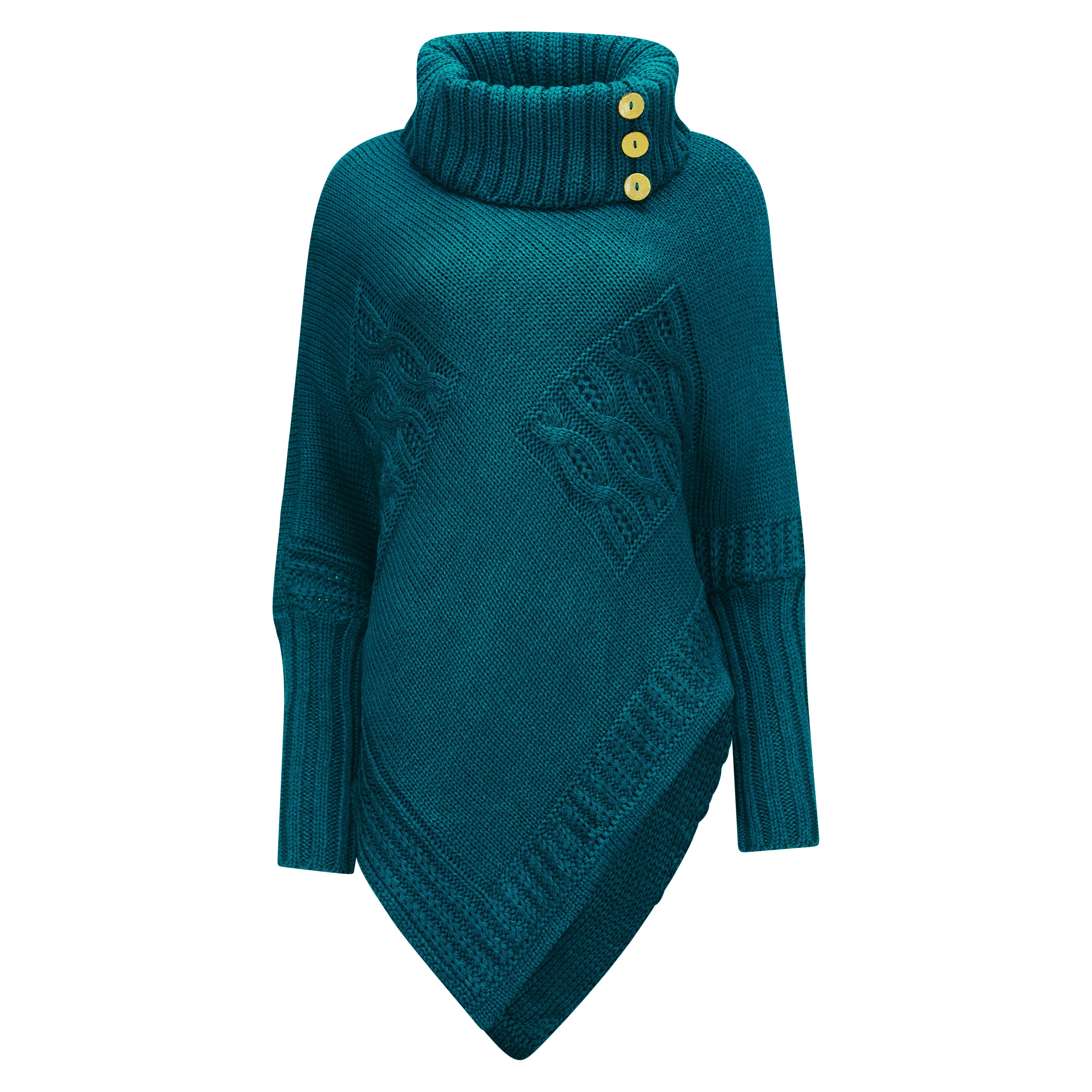 Strickponcho Poncho Strick Sweatshirt Pullover Umhang Überwurf