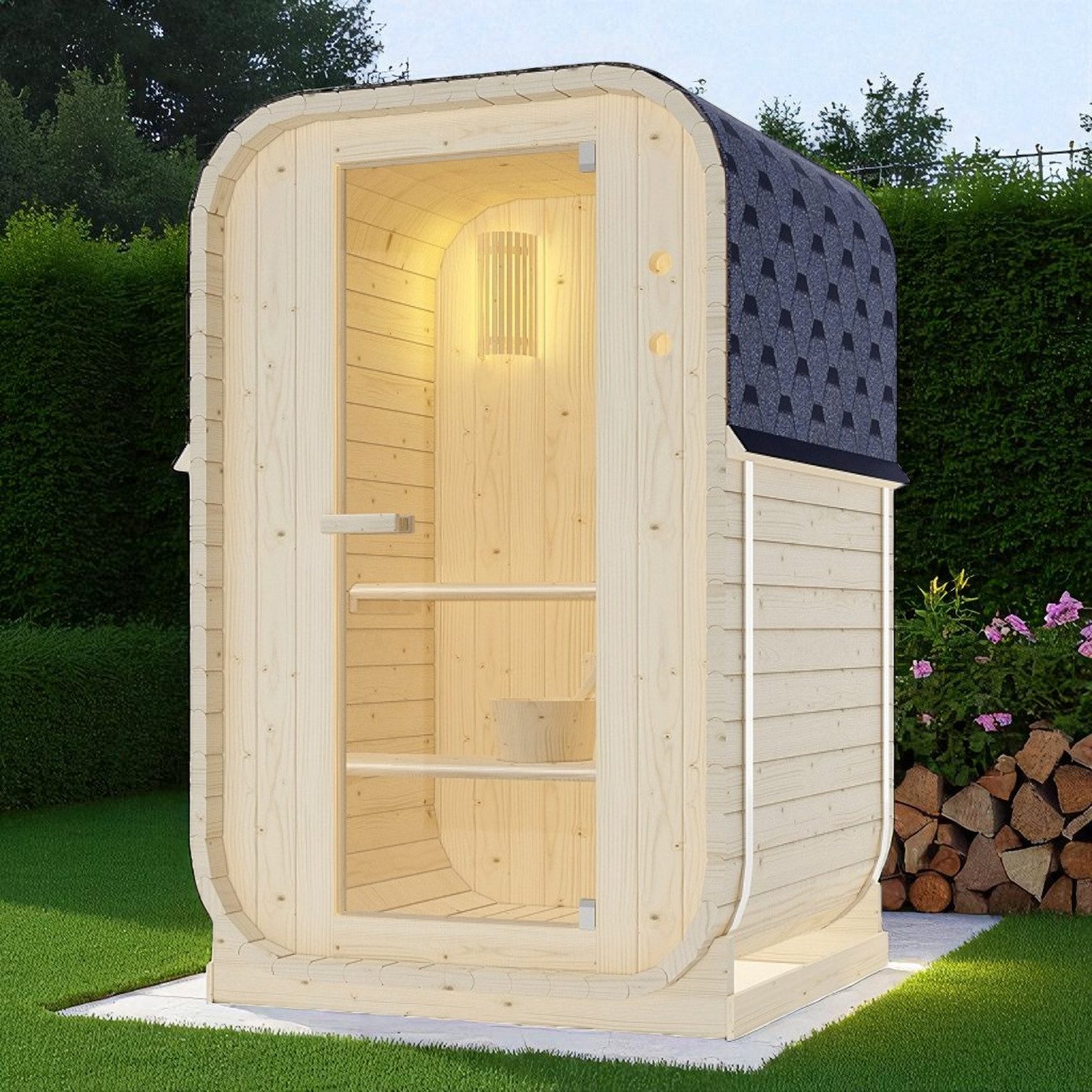 WELCON Fasssauna WELCON Easyheat Solo Outdoor Fasssauna, (1-St)