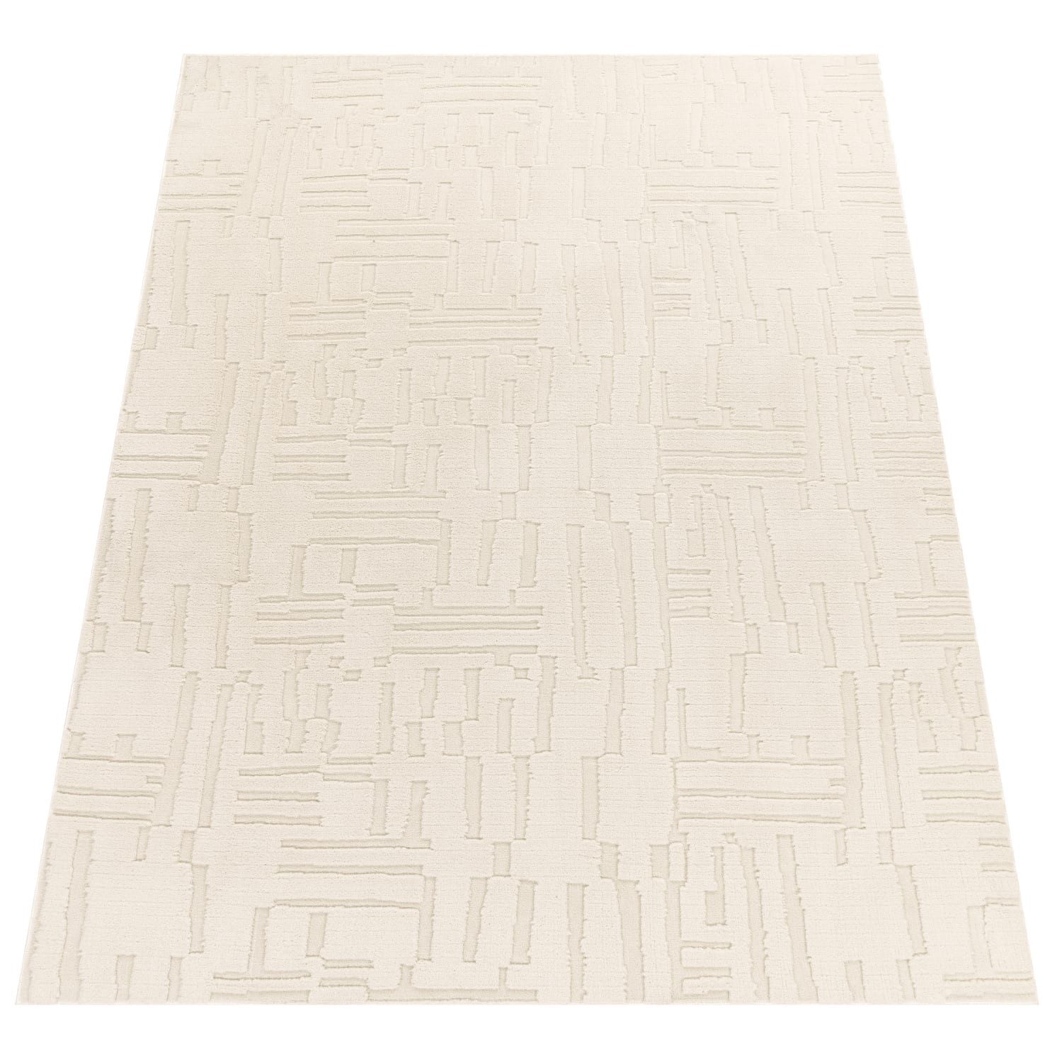 KADIMA DESIGN Teppich waschbar Struktur Wohnzimmer schmutzabweisend Teppich Kurzflor, Läufer, Höhe: 16 mm, Florhöhe: 12 mm, 100% Polyester, Läufer, 80x150cm, Creme