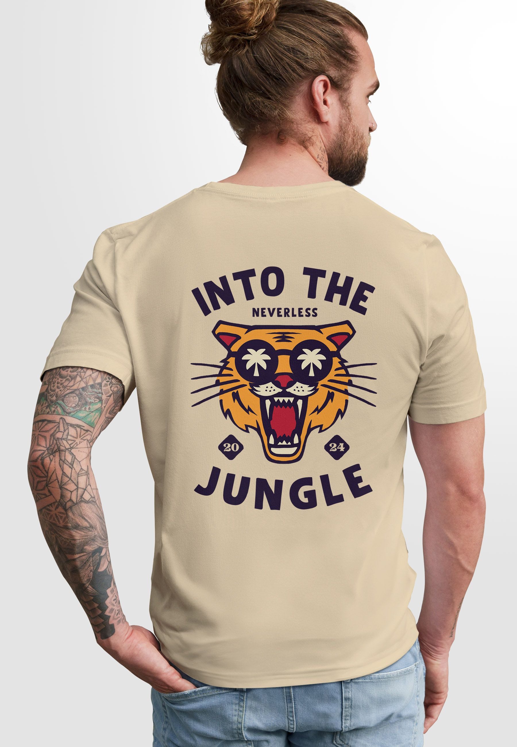 Neverless Print-Shirt Herren T-Shirt Backprint Tiger günstig online kaufen