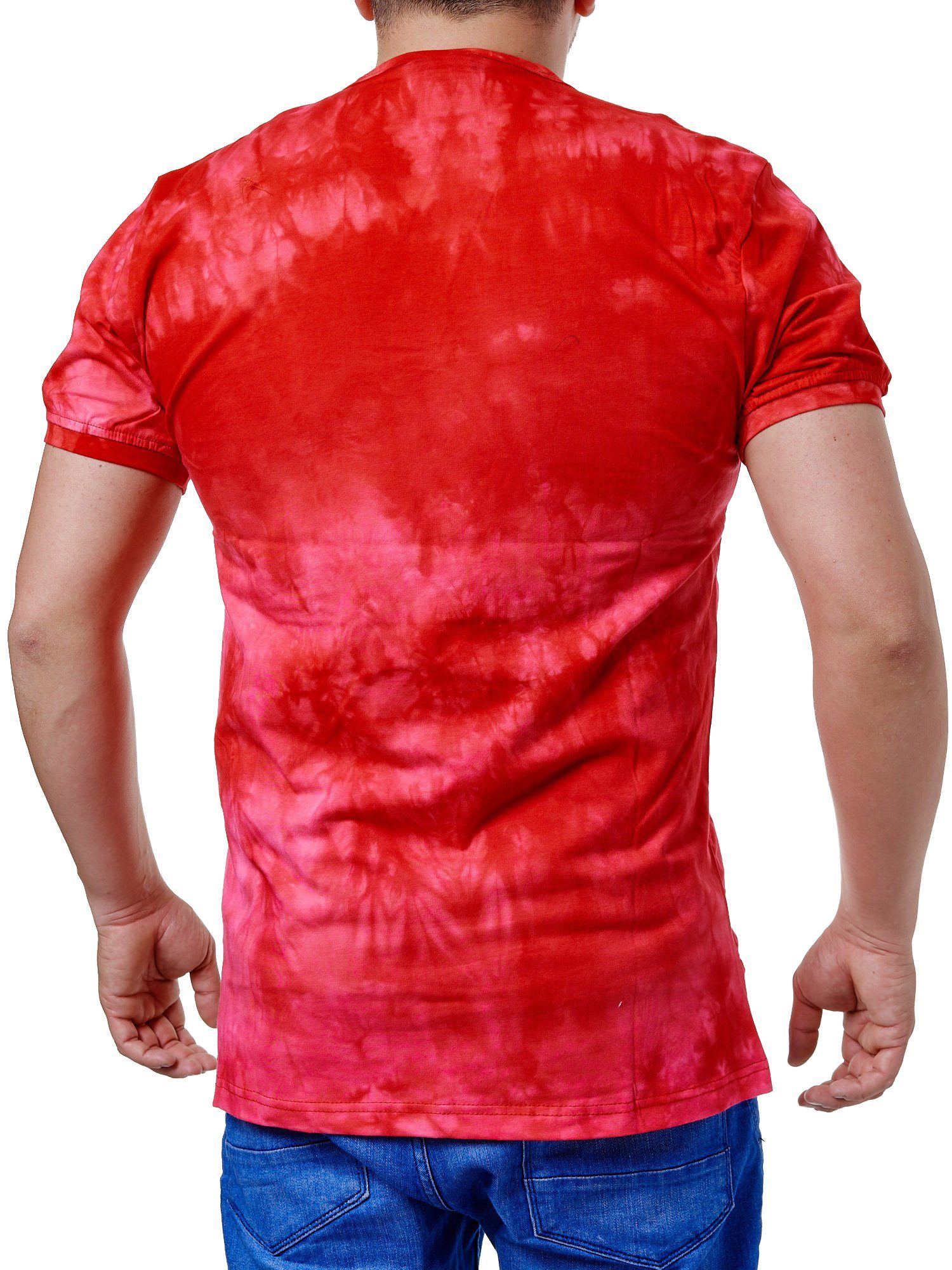 L.gonline Kurzarmshirt Herren T-Shirt mit Knopfleiste, Verwaschen kurzarm mit gestickten (Shirt Kurzarmshirt Tee, 1-tlg) Fitness Freizeit Casual