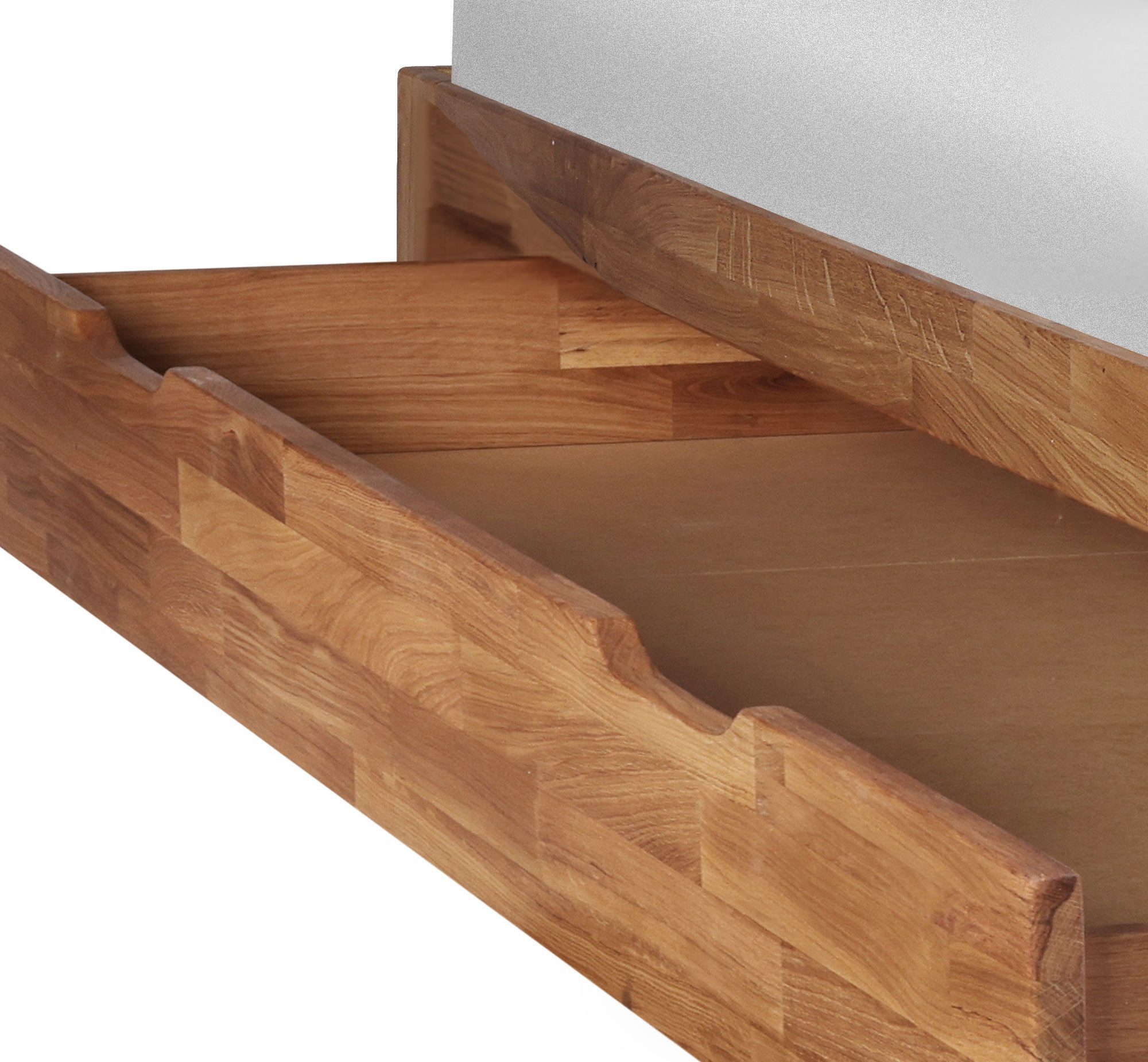 Homeline Holzbett Doppelbett 140x200 180×200 Eiche Bettgestell Massiv Bett Geölt Eiche (Spar-Set, Modern), Eichel massiv – Bild 4 von 5