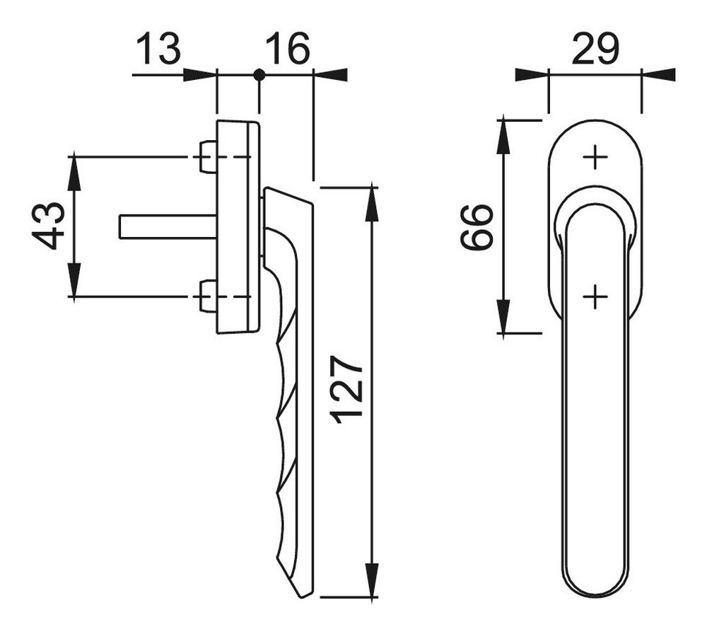 Thumbnail - HOPPE Fensterbeschlag duraPlus / Luxembourg 099KH/U26, Aluminium-Dreh-/Kipp mit Kurzhalsgriff - verkehrsweiß