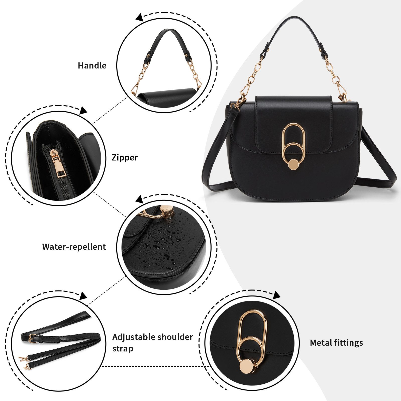 Miss Lulu Handtasche Elegante Damen Handtasche aus Leder mittelgroß