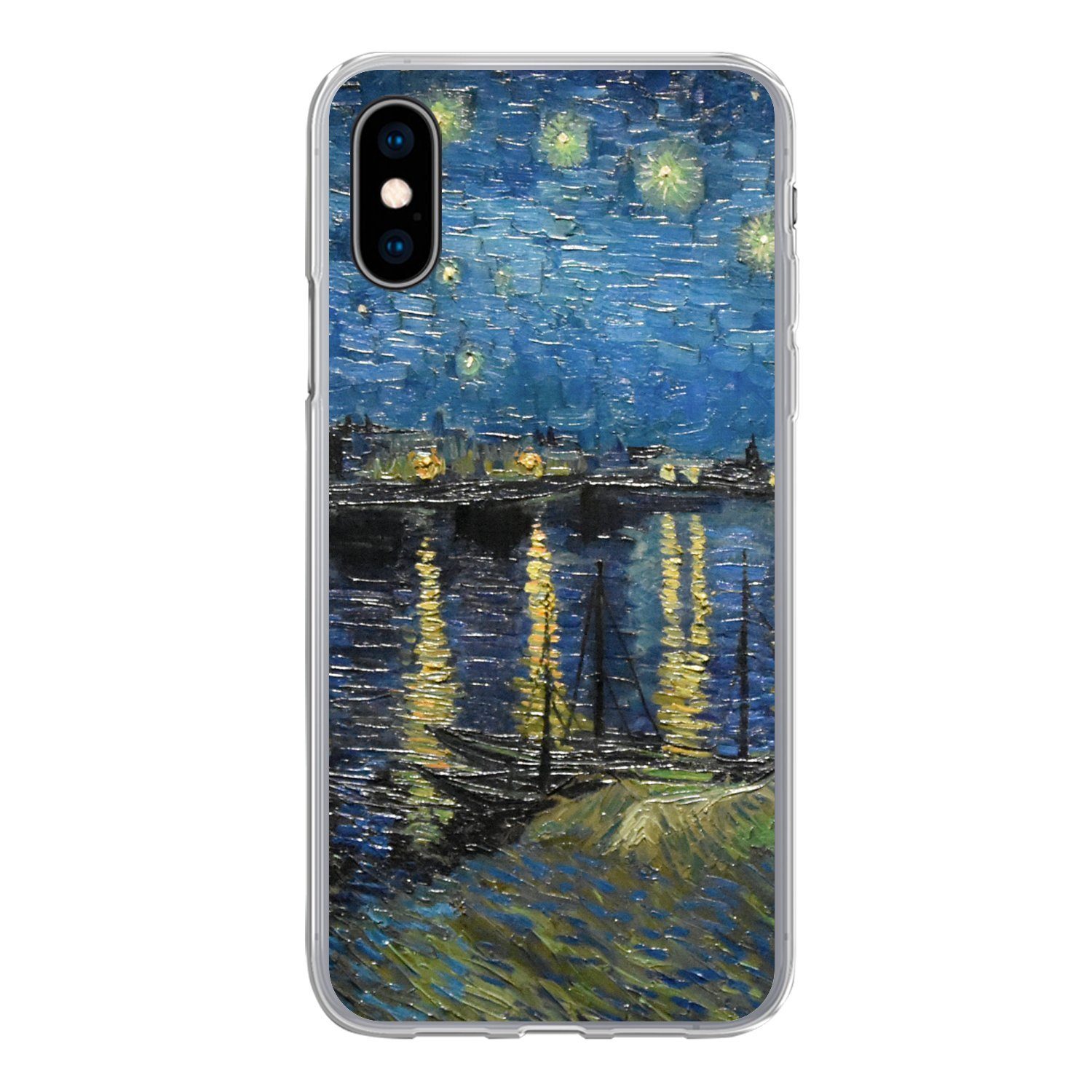 MuchoWow Handyhülle für Apple iPhone X Sternennacht über der Rhone - Van Gogh - Kunst, Smartphone-Bumper, Print, Handy Schutzhülle Dünn