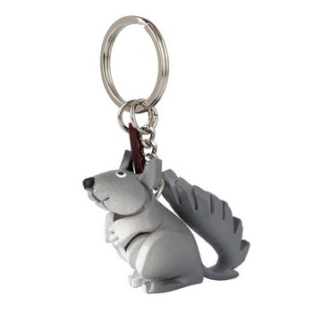 Monkimau Schlüsselanhänger Graue Eichhörnchen Schlüsselanhänger Leder Tier Figur (Packung)