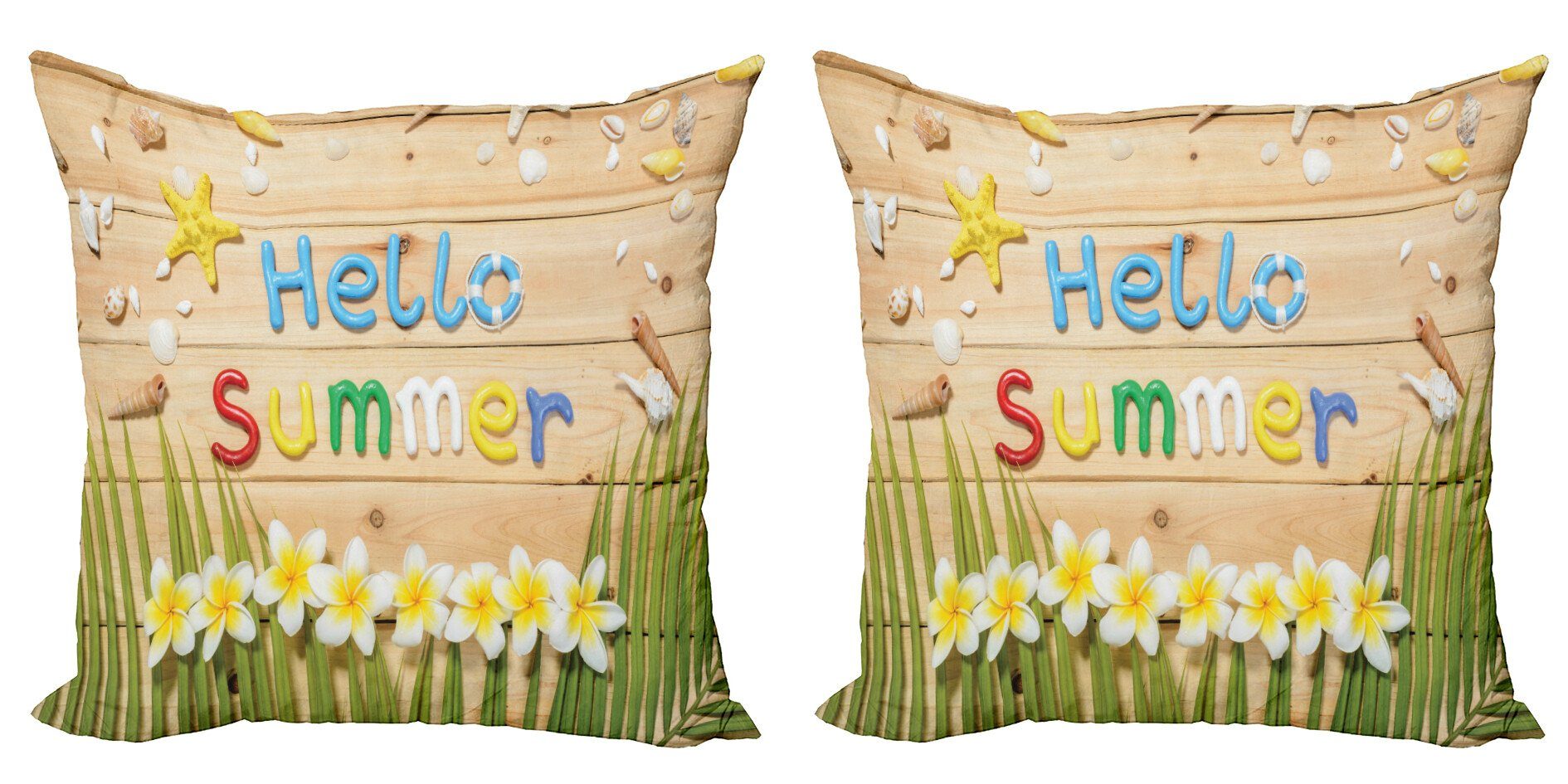 Shell Kissenbezüge Doppelseitiger Abakuhaus Modern Seestern (2 Accent Digitaldruck, Stück), Lebensstil Blume