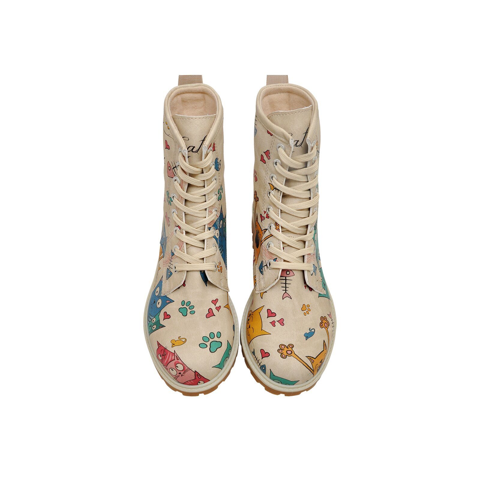 DOGO Long Boots Schnürstiefel Cat Lovers Damen Stiefeletten, Longe Schnürboots Handgefertigt