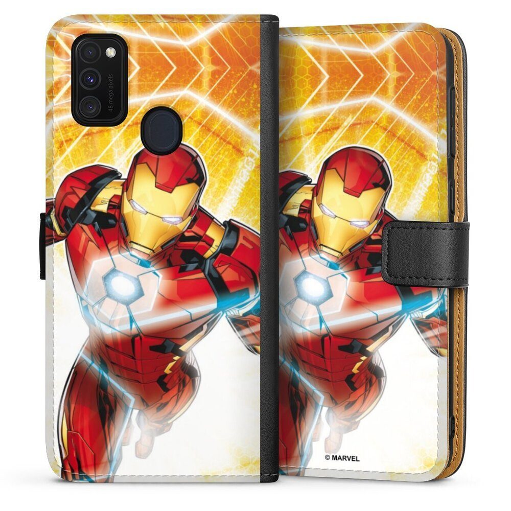 DeinDesign Handyhülle Iron Man on Fire, Samsung Galaxy M30s Hülle Handy Flip Case Wallet Cover