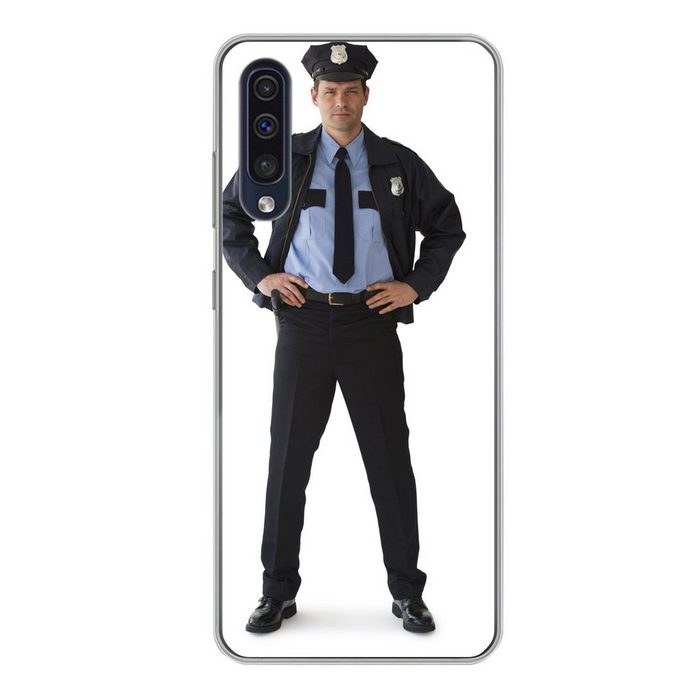 MuchoWow Handyhülle Porträt eines Polizisten Handyhülle Samsung Galaxy A50 Smartphone-Bumper Print Handy