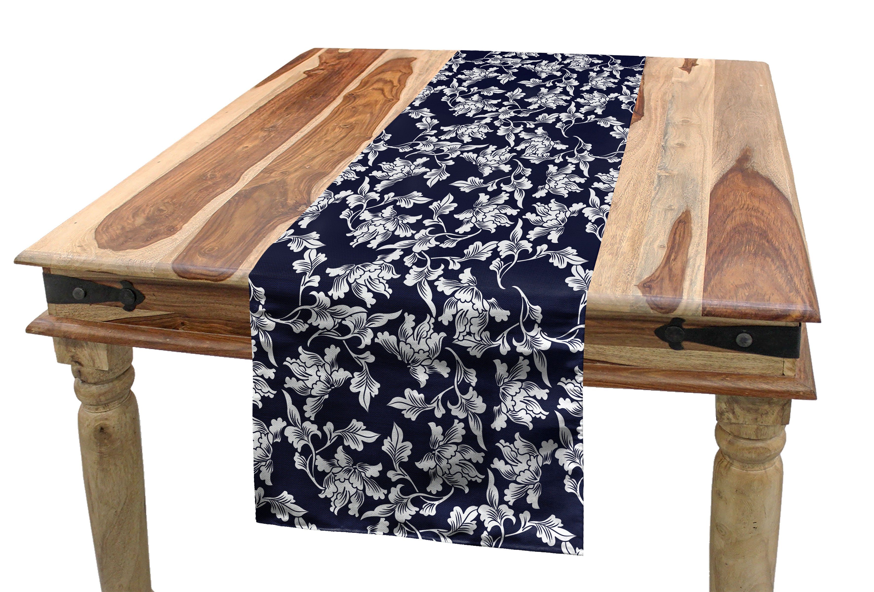 blau Design-Botanic Tischläufer Dekorativer Küche Esszimmer Floral Navy Abakuhaus Rechteckiger Tischläufer,
