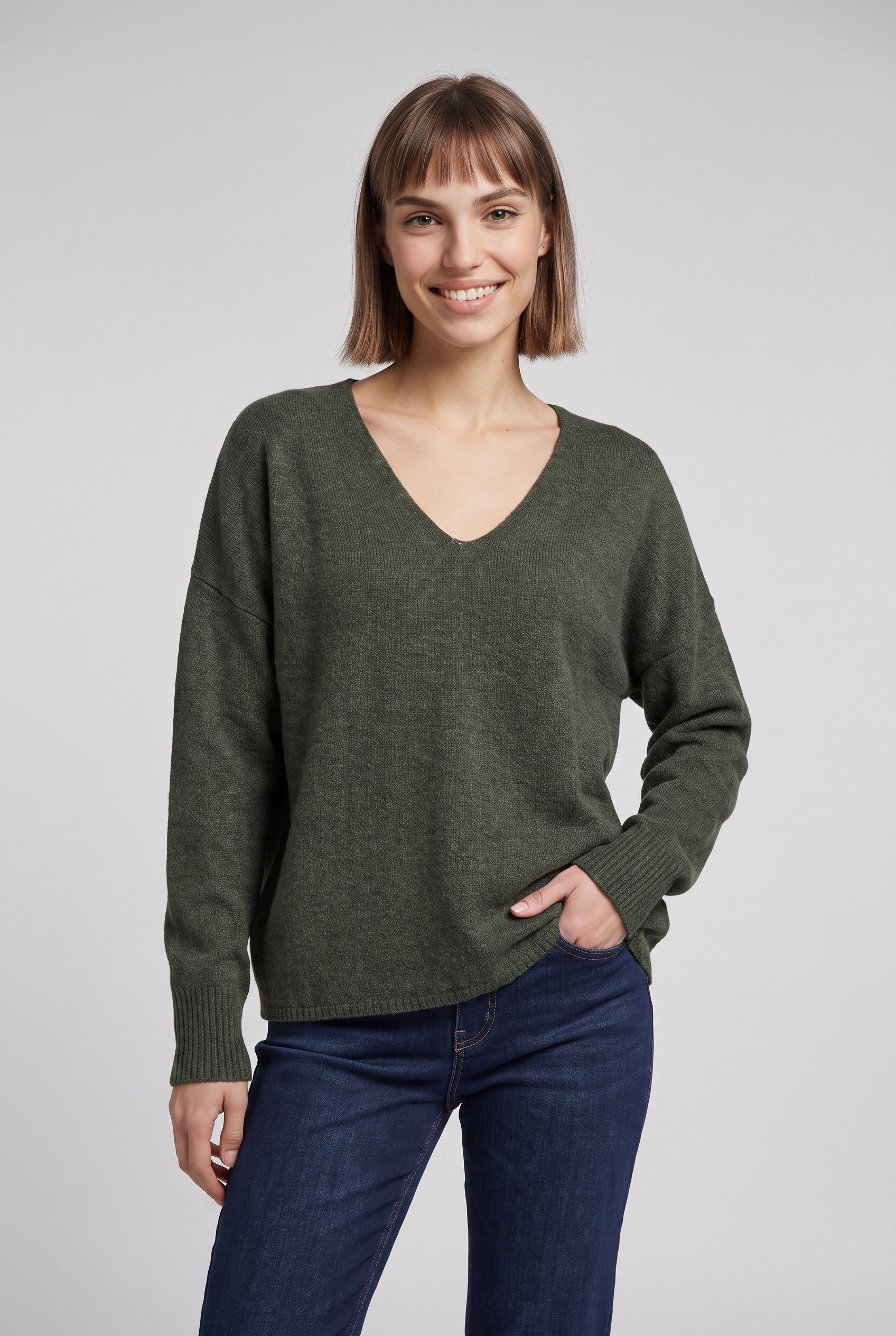 ONLY V-Ausschnitt-Pullover ONLRICA LIFE L/S V-NECK PULLO KNT NOOS Materialmix, regular fit