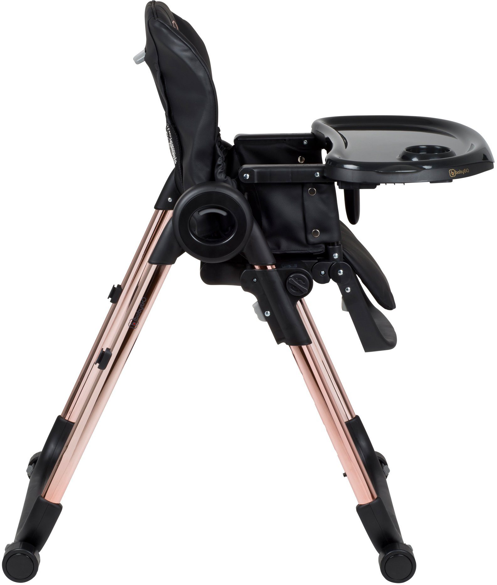 BabyGo Hochstuhl Divan, Gold schwarz, platzsparend zusammenklappbar