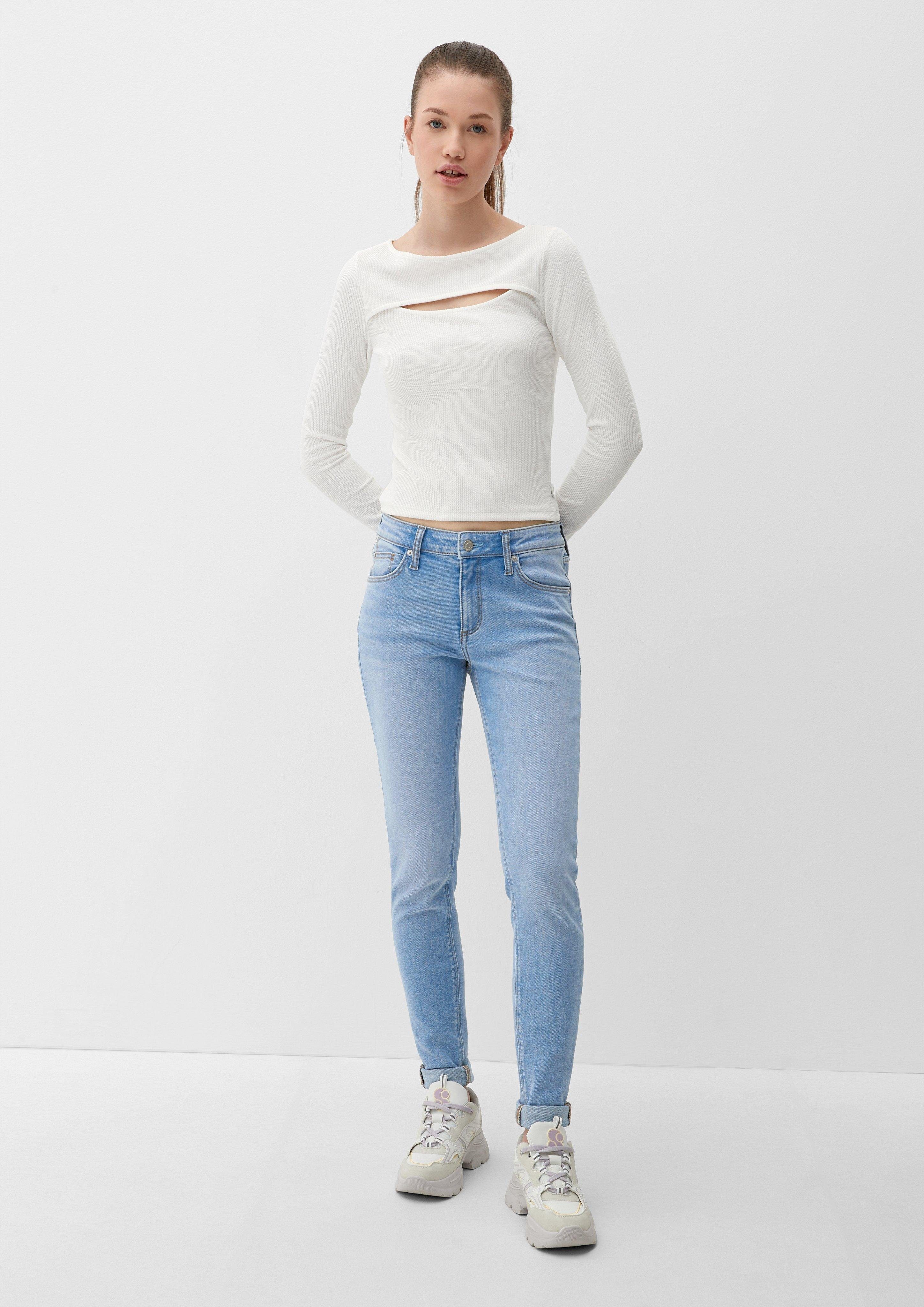 Stoffhose QS Mid Skinny Skinny Rise Fit / / Waschung, Logo / Jeans Leg Sadie