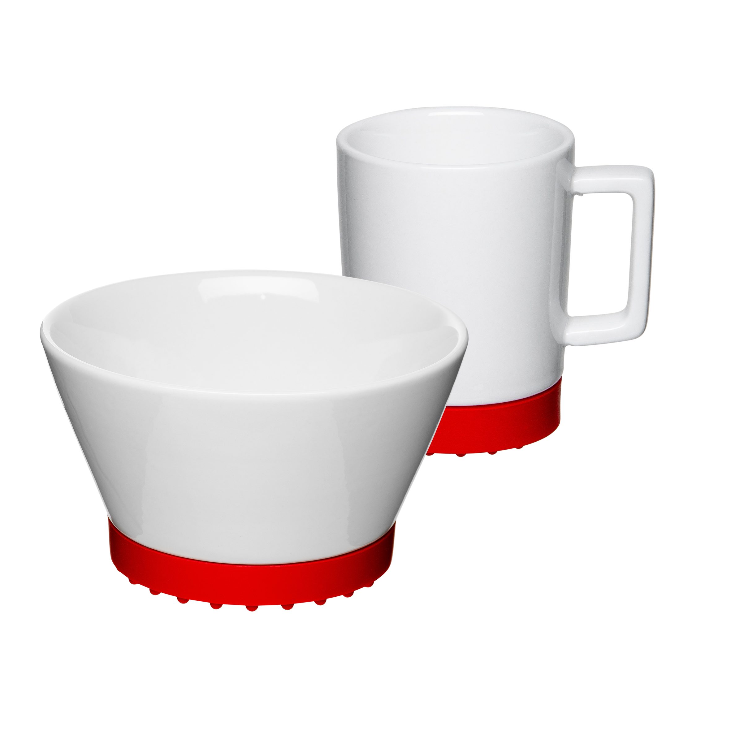 Mahlwerck Manufaktur Frühstücks-Geschirrset Red Personen, 1 2-teilig, spülmaschinengeeignet SoftPad mikrowellengeeignet, (2-tlg), Porzellan