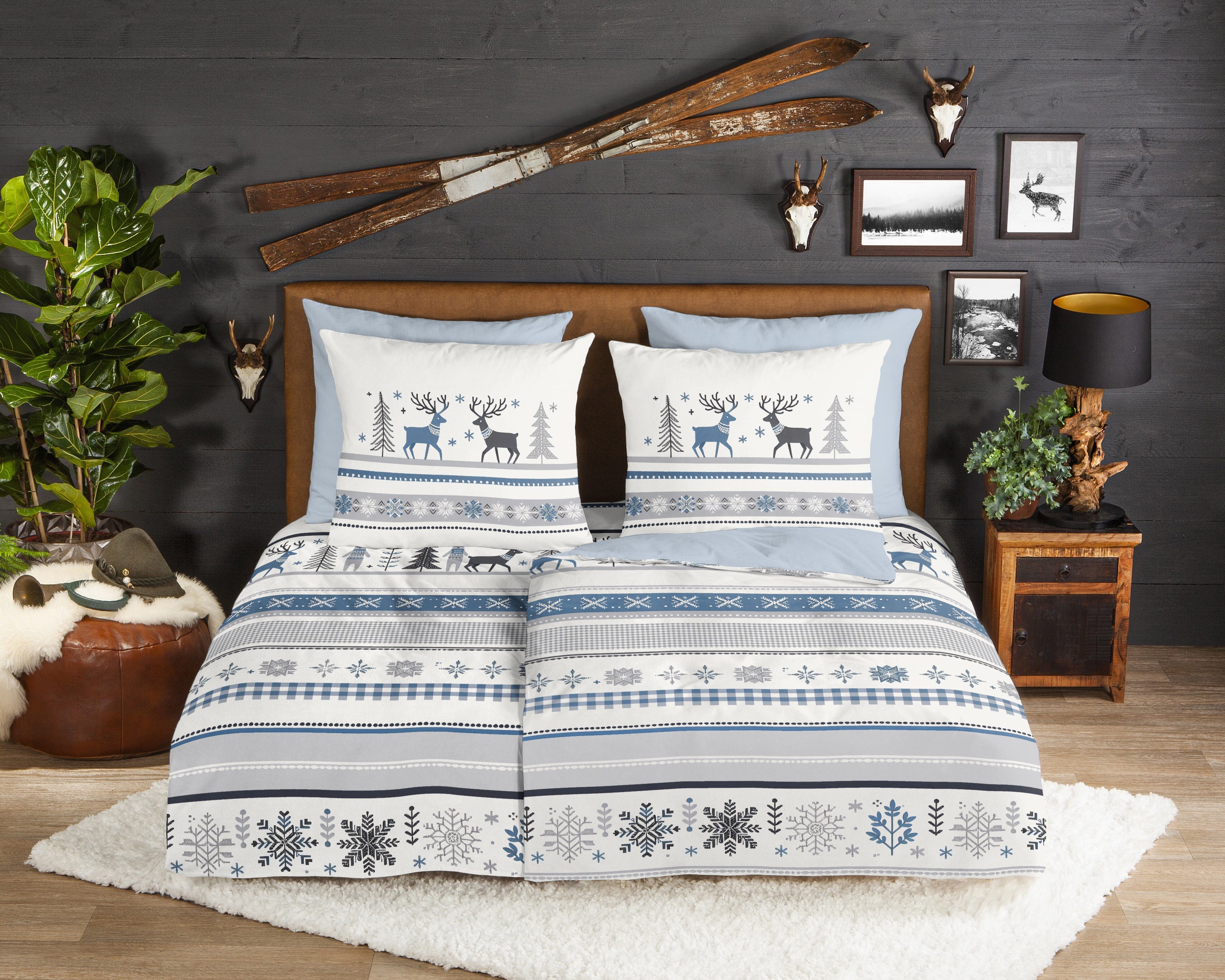 good morning Wendebettwäsche Aila, Biber, Flanell, 2 teilig, Flanell, Biber, Winter, Warm, Reißverschluss, Wendeoptik, Winter