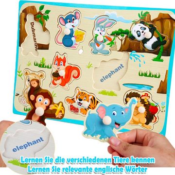 Arkmiido Steckpuzzle Spielzeug Puzzle aus Holz, 6 Puzzleteile, Holzpuzzle Holzspielzeug Lernspielzeug für Kinder ab 3 Jahren