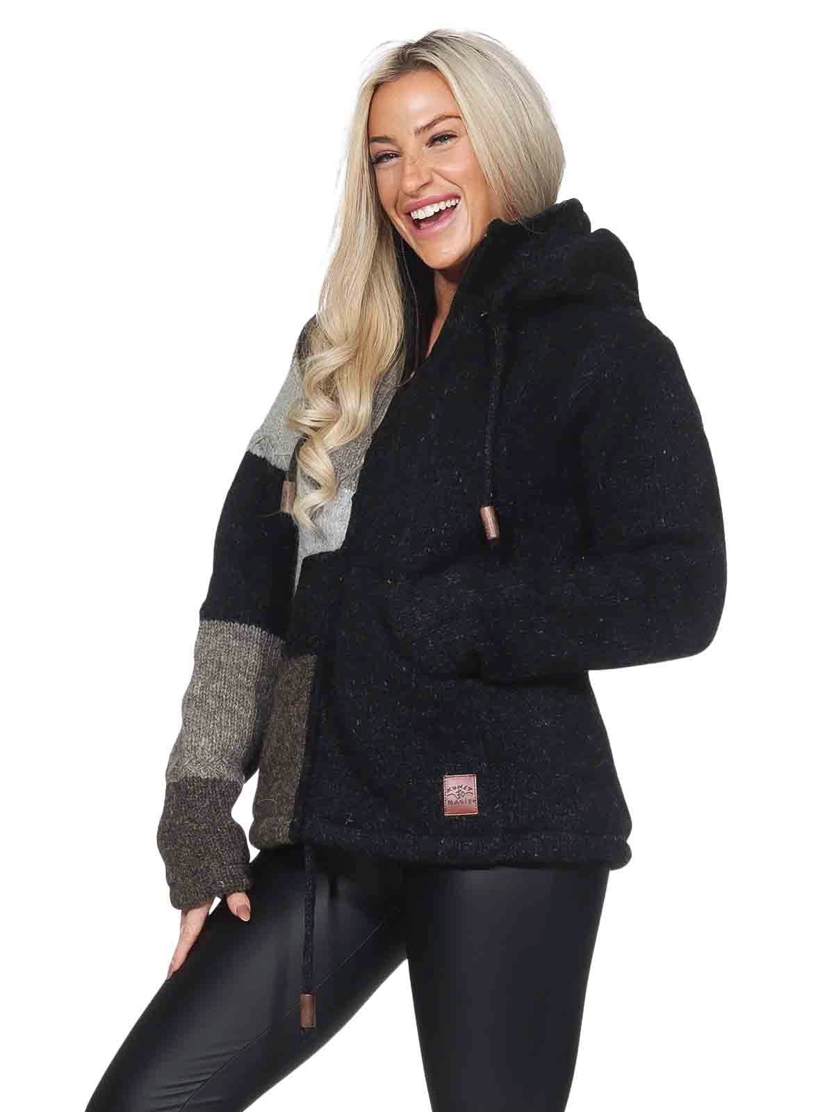 KUNST UND MAGIE Strickjacke Unisex Strickjacke Schurwolle Nordisch Winterjacke Wolljacke Cardigan