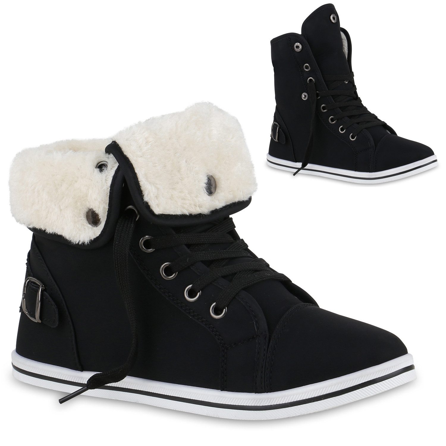 VAN HILL 840858 Sneaker Damen Warm Gefüttert Sneaker High Bequem Schnürer S günstig online kaufen