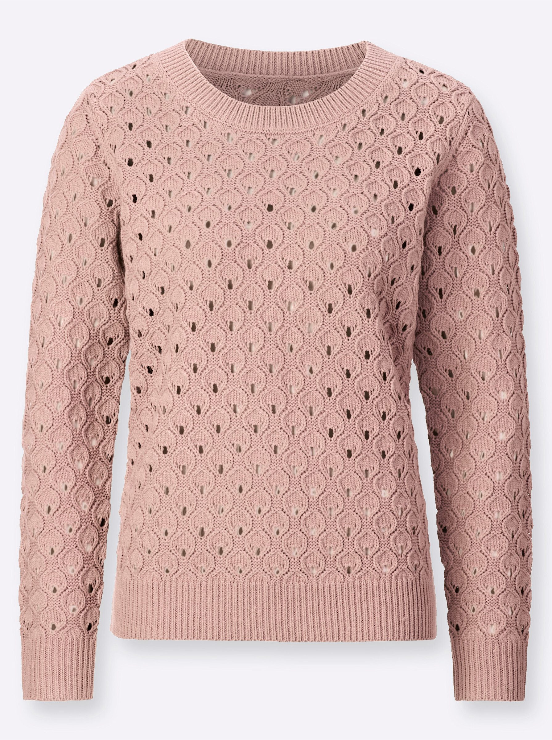 Strickpullover Ajour-Pullover Langarm Ajour