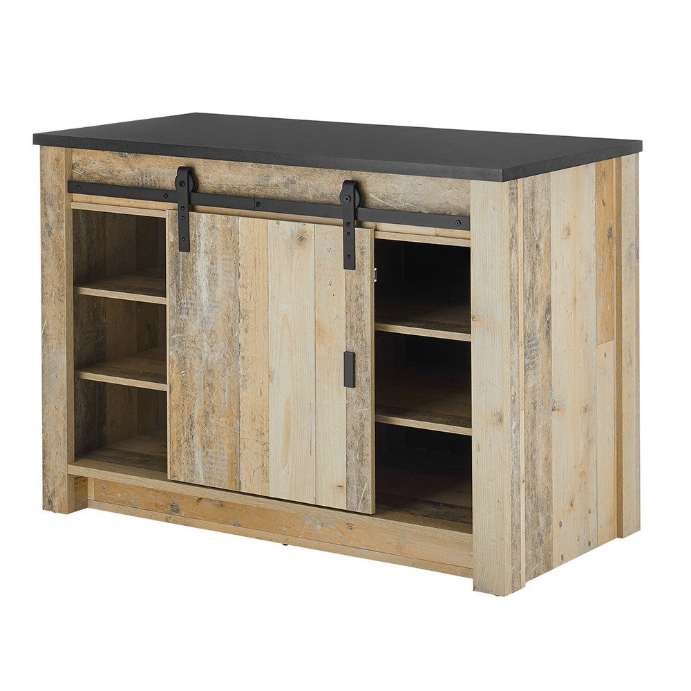 Lomadox Küchenzeile SHELTON-61, 133cm breit in Old Style hell mit anthrazit Küche Küchenmöbel