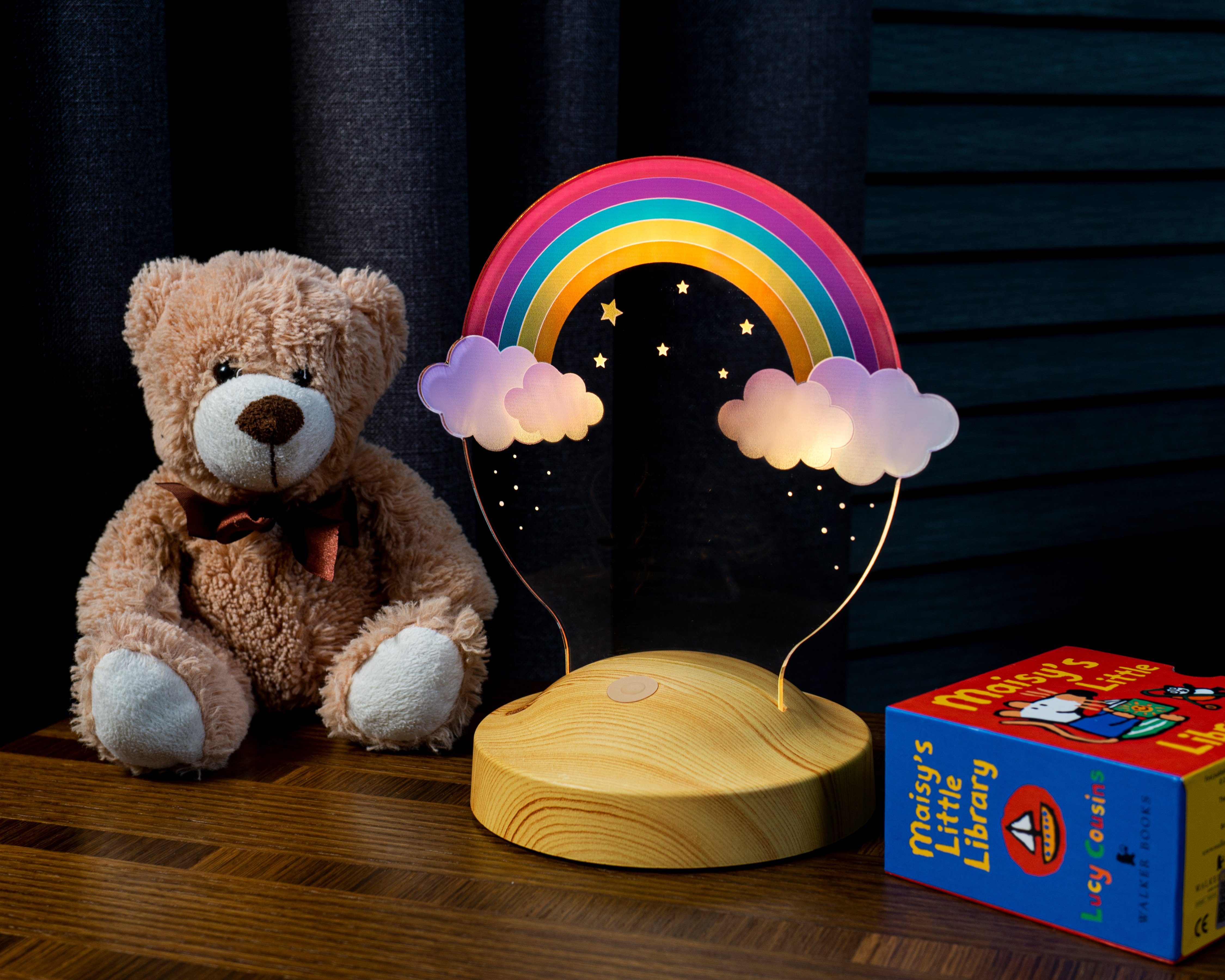 Geschenkelampe LED Nachttischlampe Regenbogen UV Druck 3D Nachtlicht Taufgeschenk, Leuchte 7 Farben fest integriert, Geburtstagsgeschenk für Freunde, Mädchen, Jungen, Babys, Geschenk für Ostern