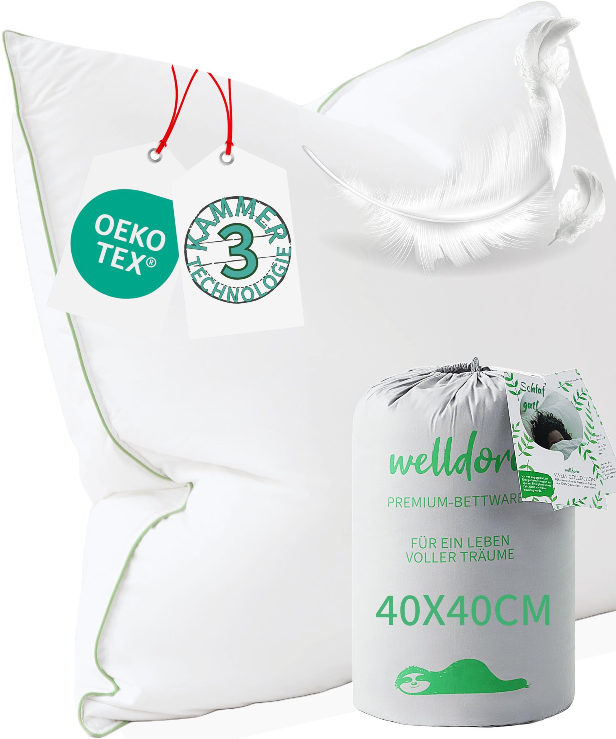 Welldora 3-Kammer-Kopfkissen Premium Kopfkissen, Ergonomisch optimiertes Na günstig online kaufen