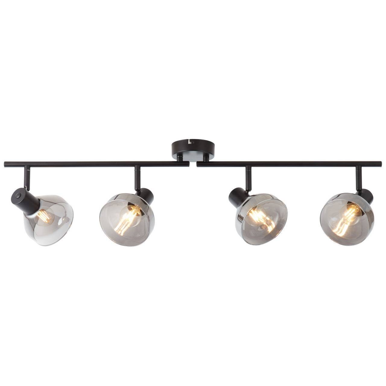 Brilliant Deckenleuchte Reflekt, Lampe Reflekt 18W E14, Spotrohr 4flg D45, schwarzmatt/rauchglas 4x