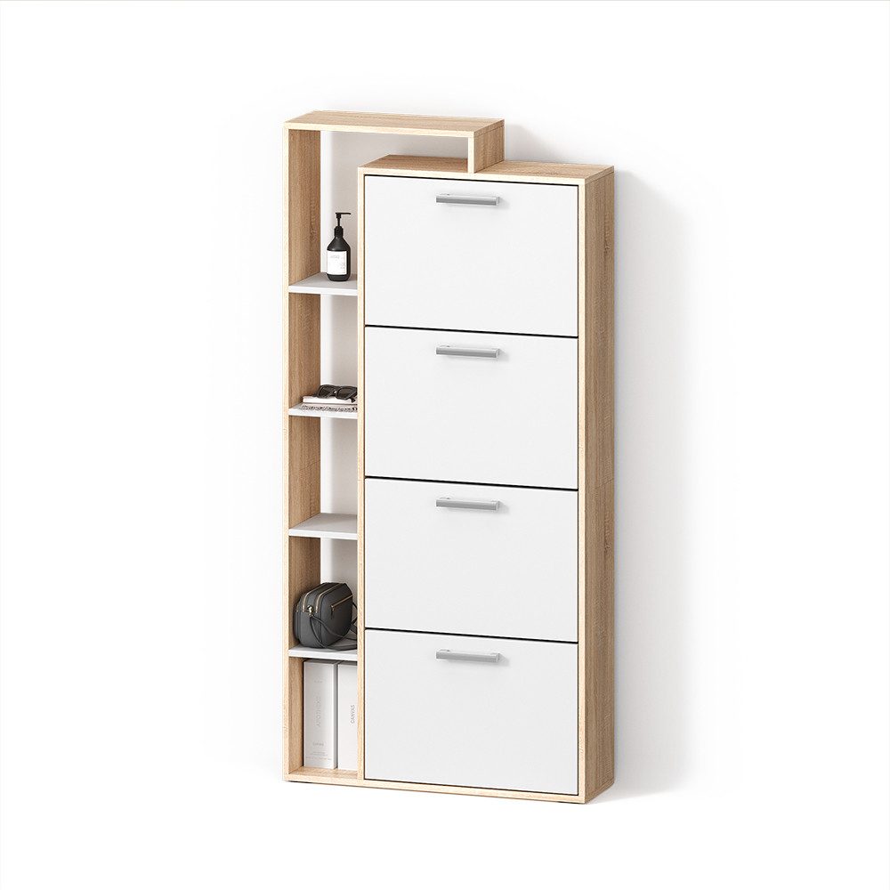 Livinity® Schuhkipper Ortello, Weiß/Sonoma/Sonoma, 80 x 166.1 cm mit 4 Fächern (1 St)
