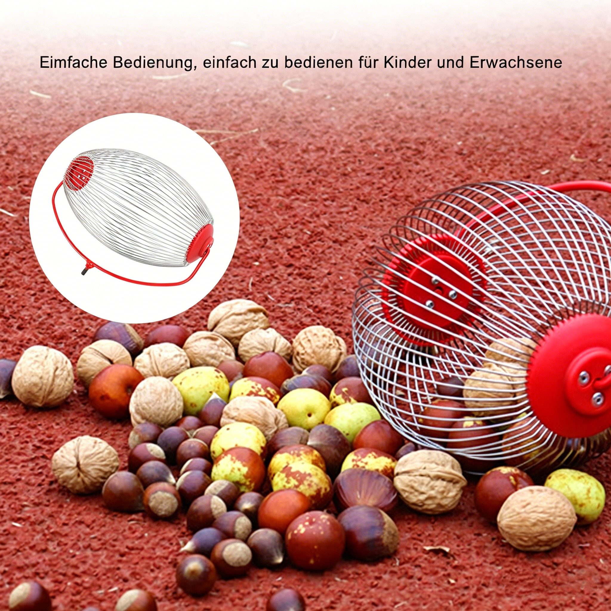 GARRYFIZH Rollsammler Nusssammler Rollsammler Edelstahl für Nüsse Fallobst rückenschonend, Rückenschonender Gartenhelfer zum Sammeln von Nüssen und Obst