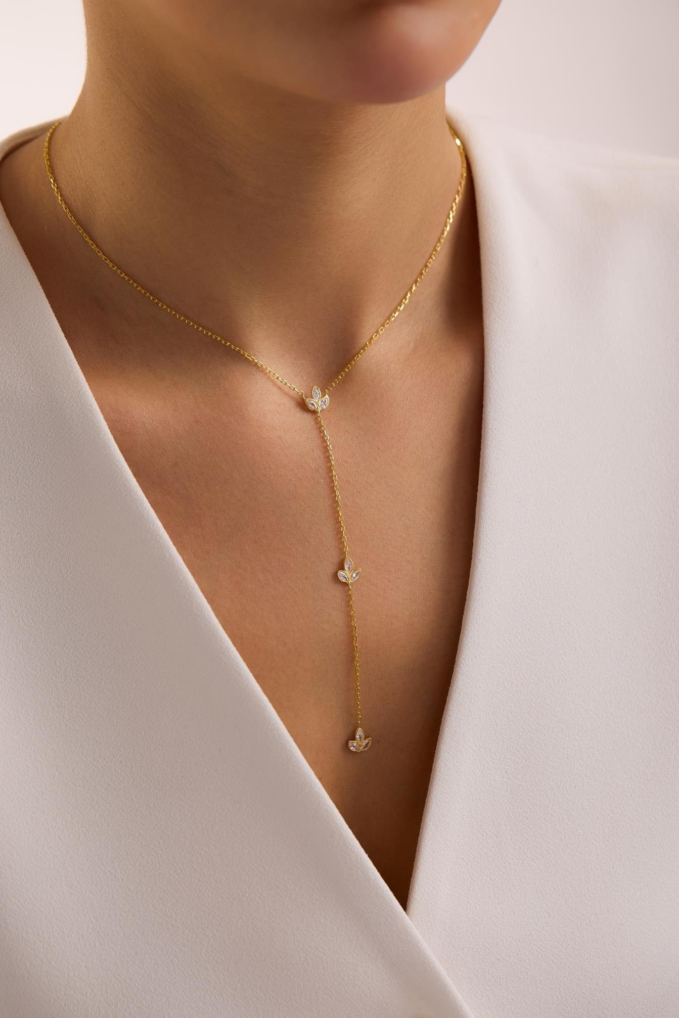 Nisan Kette und Anhänger Set, 925 Sterling Silber vergoldete Y-Halskette mi günstig online kaufen