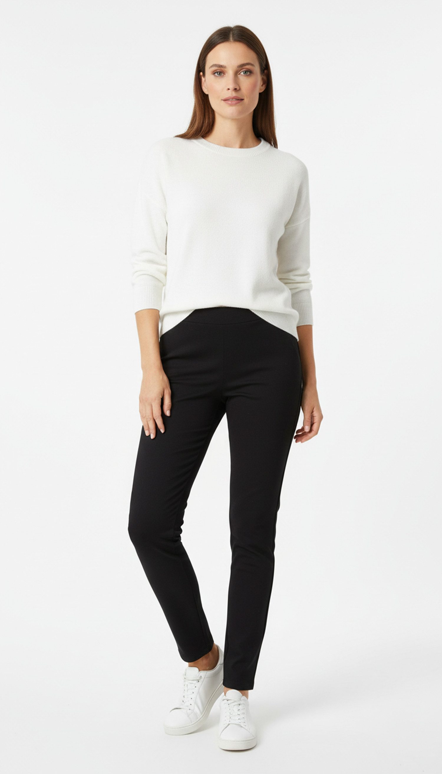 Kendindza Collection Stretch-Hose Bequeme Stoffhose elegant Slim Fit Gummibund flexiblem Rückenteil MADE IN ITALY - Weiches Material - Schlupfhose