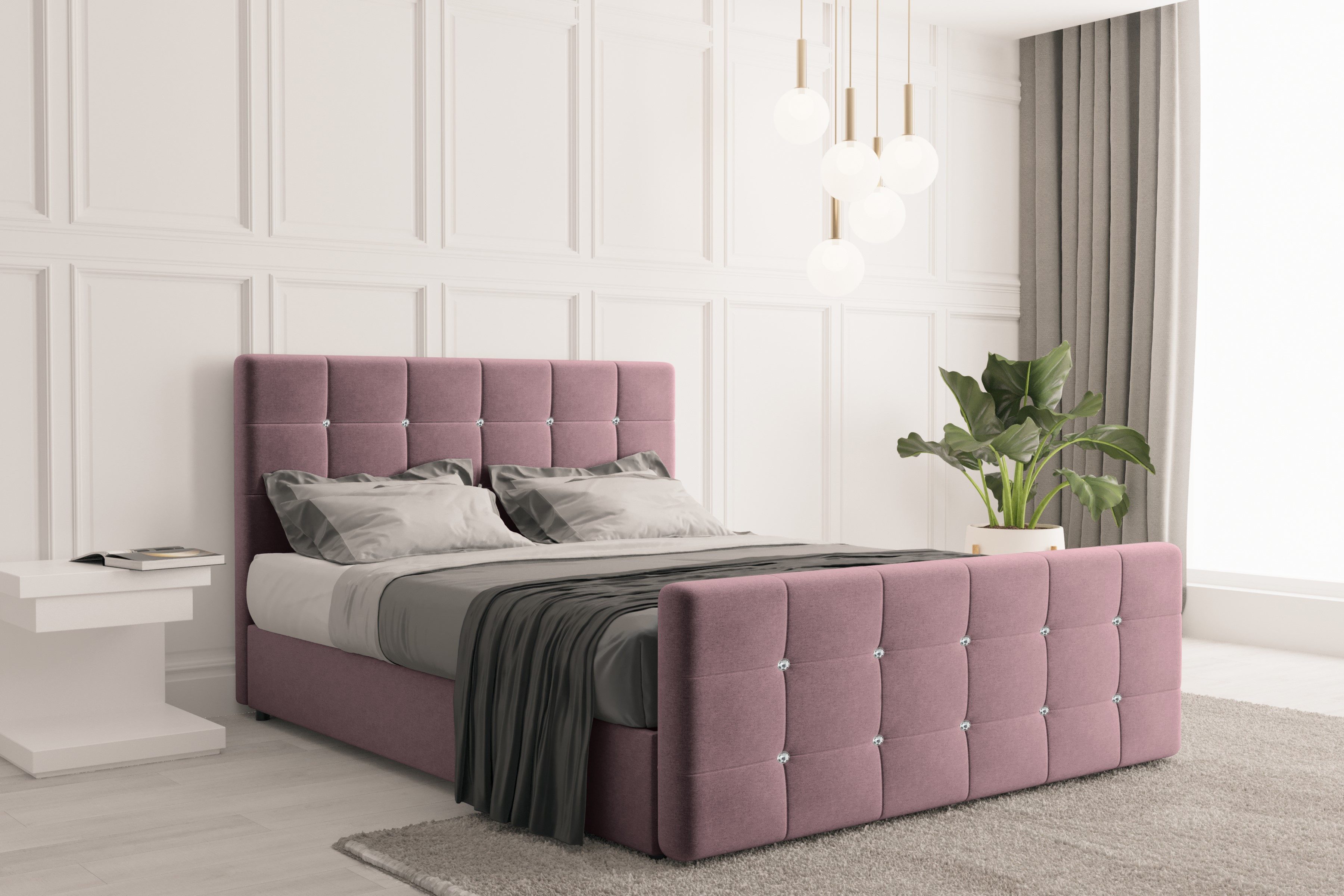 Kaiser Möbel Boxspringbett mit bettkasten und matratze, Schlafzimmerbett ROMA stoff Soro, Topper, Container