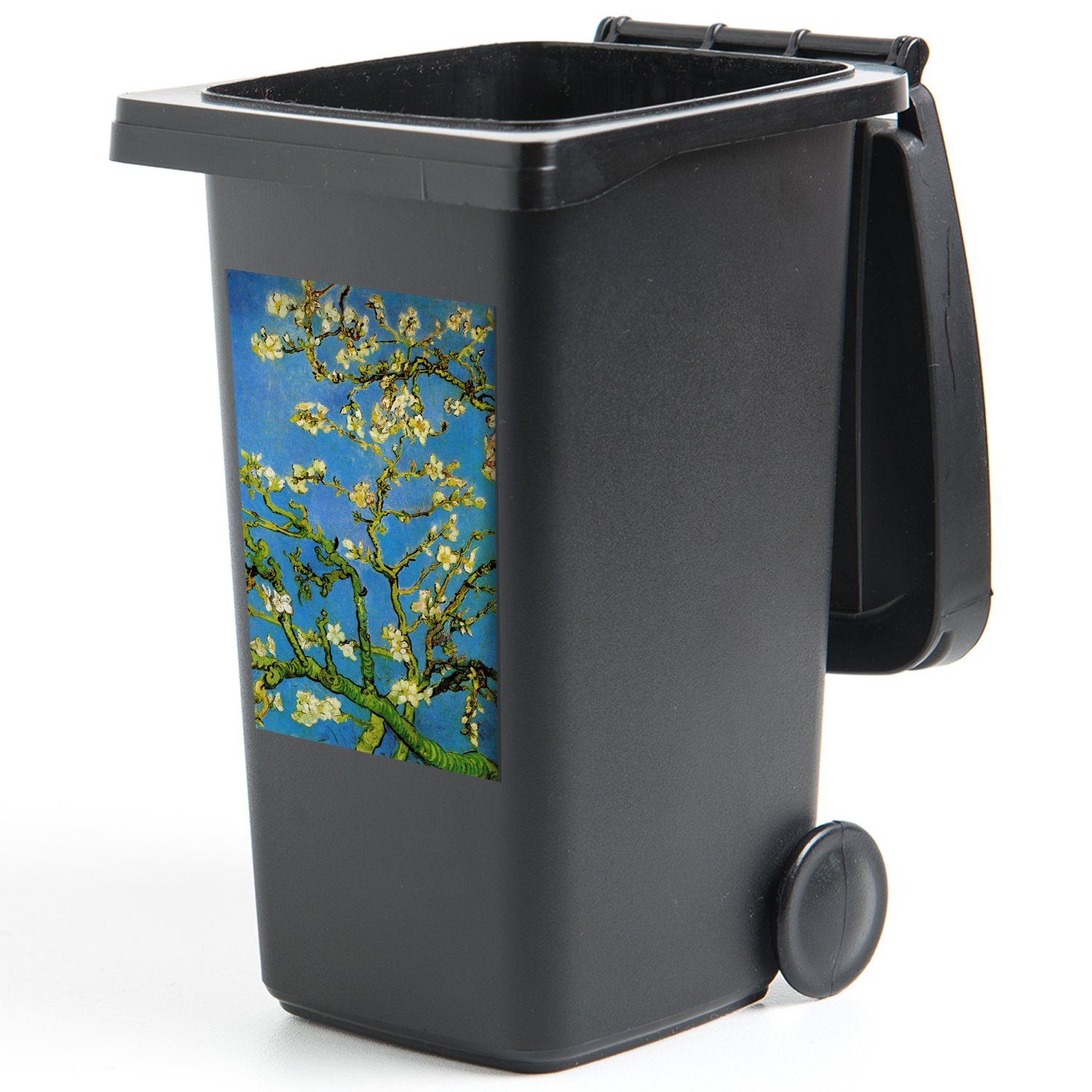 Mandelblüte Abfalbehälter St), Mülleimer-aufkleber, Wandsticker Gogh - Sticker, (1 Mülltonne, van MuchoWow Vincent Container,