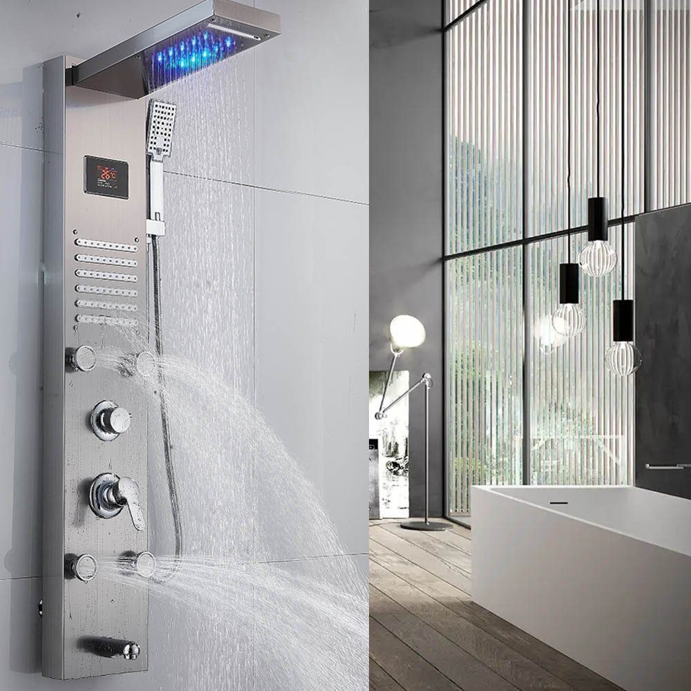 XERSEK Duschsäule Hydromassage-Duschsäule + Armaturen Edelstahl Duschpaneel günstig online kaufen