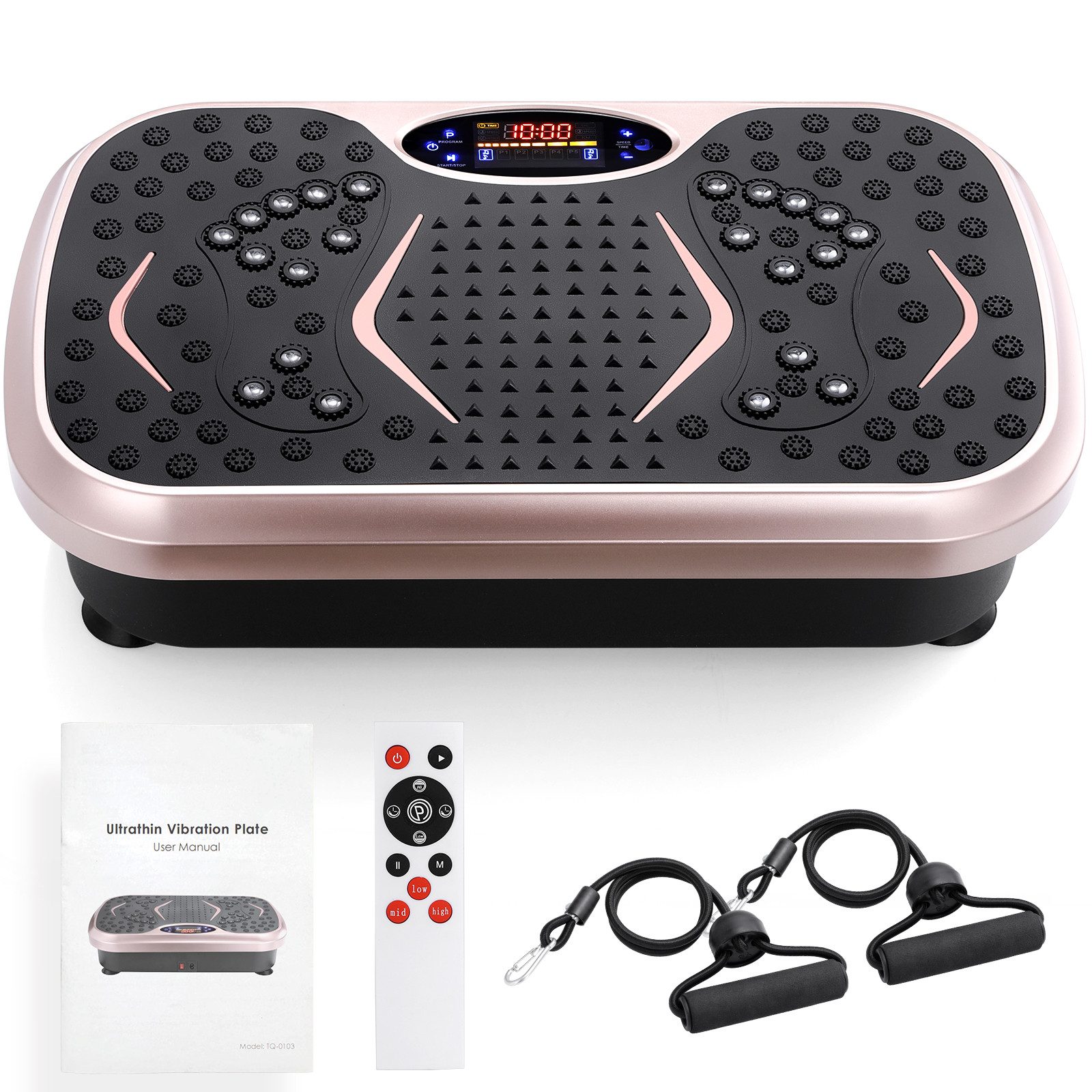 Vibrationsplatte 99 Stufen 5 Trainingsprogramme,Kompaktes Design, Leiser Motor