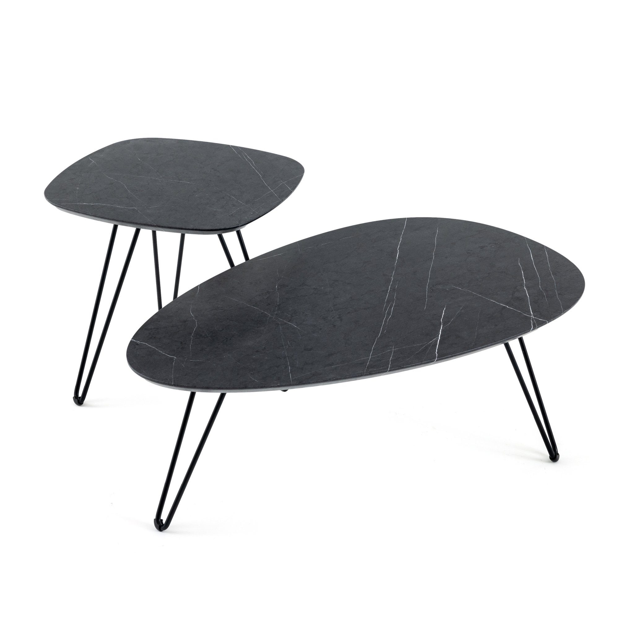 Couchtisch 2er Set,Satztisch,Beistelltisch,Marmormuster,gefast,modernes Design