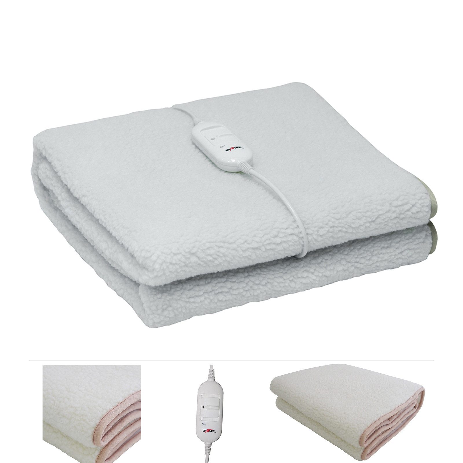 Grafner Wärmeunterbett elektrisches Wärmeunterbett / Heizdecke aus synthetischer Wolle 150x80cm Wärmedecke, 2 unterschiedlichen schaltbaren Heizstufen, Überhitzungsschutz